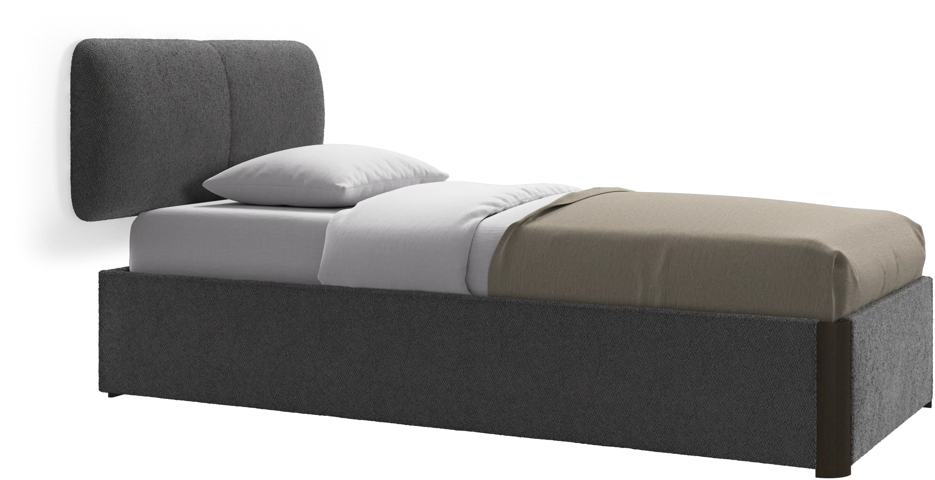 Element bed, wall-mounted headboard, with slats and storage solution, excl. mattress
