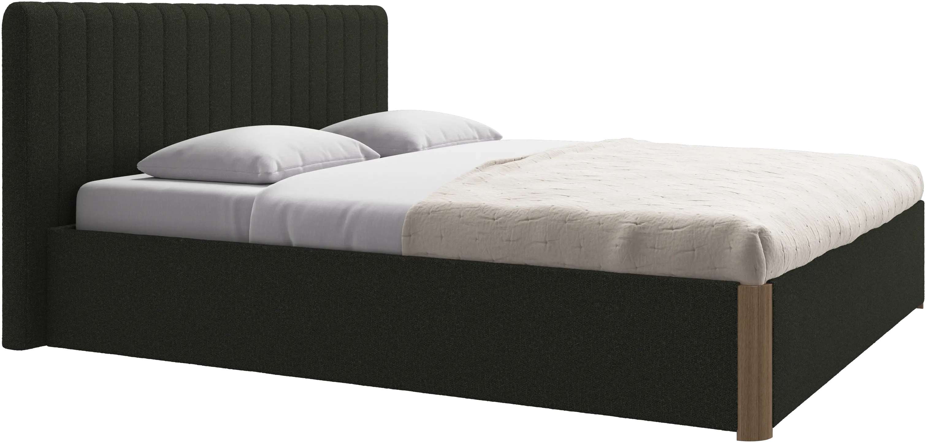 Element bed, bed-mounted headboard, with slats and storage solution, excl. mattress