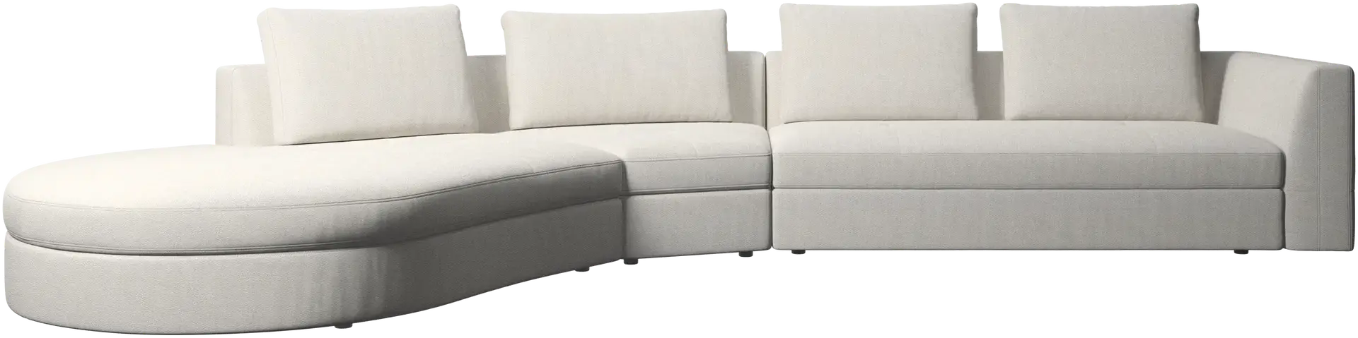 Bergamo sofa with round lounging unit, left