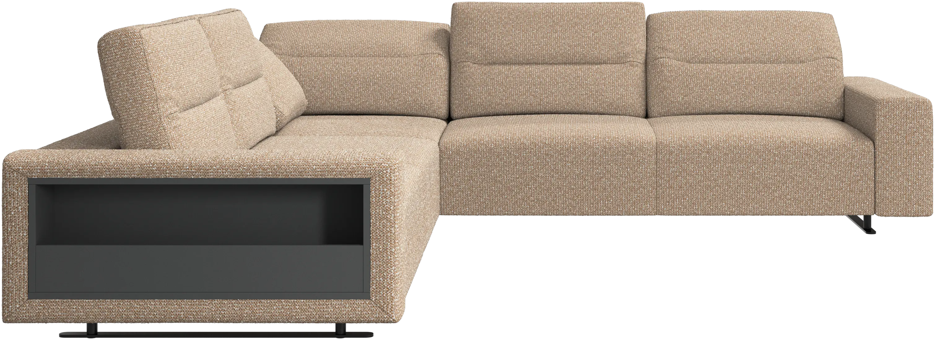 Hampton corner sofa with adjustable back and storage on left side