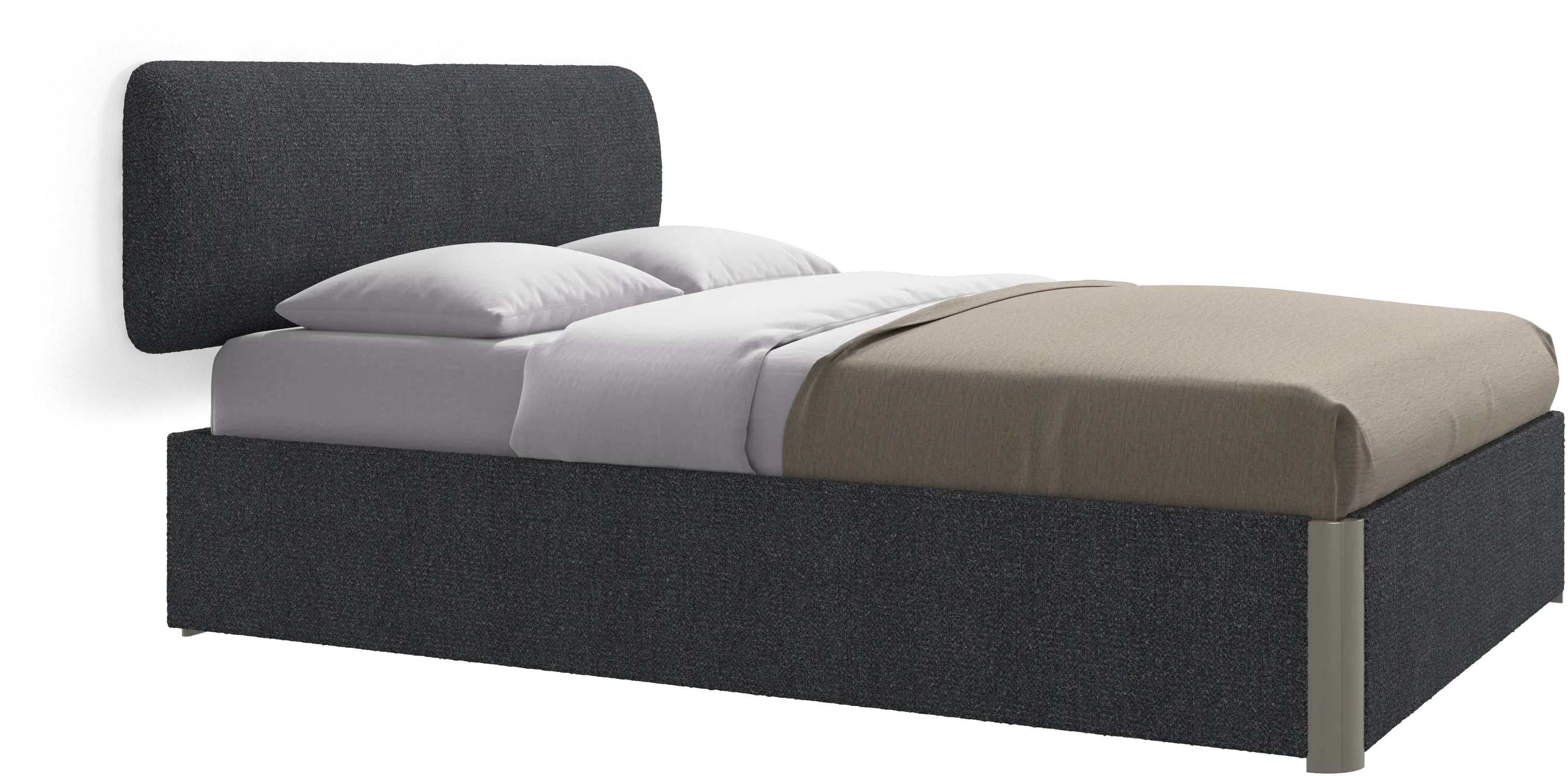 Element lit, tête de lit murale, avec lattes et solution de stockage, excl. matelas