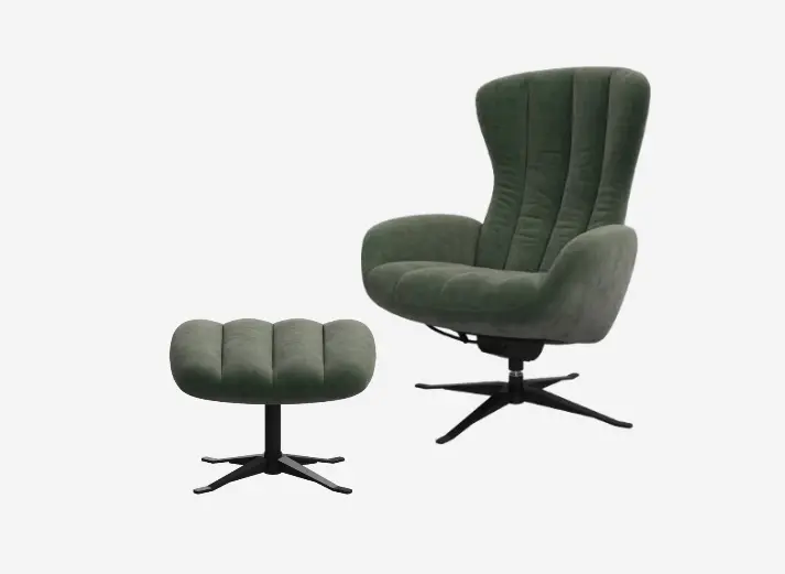 Armchairs Tilburg リクライニングチェア、回転式、調節可能なヘッドレスト、オットマン付き