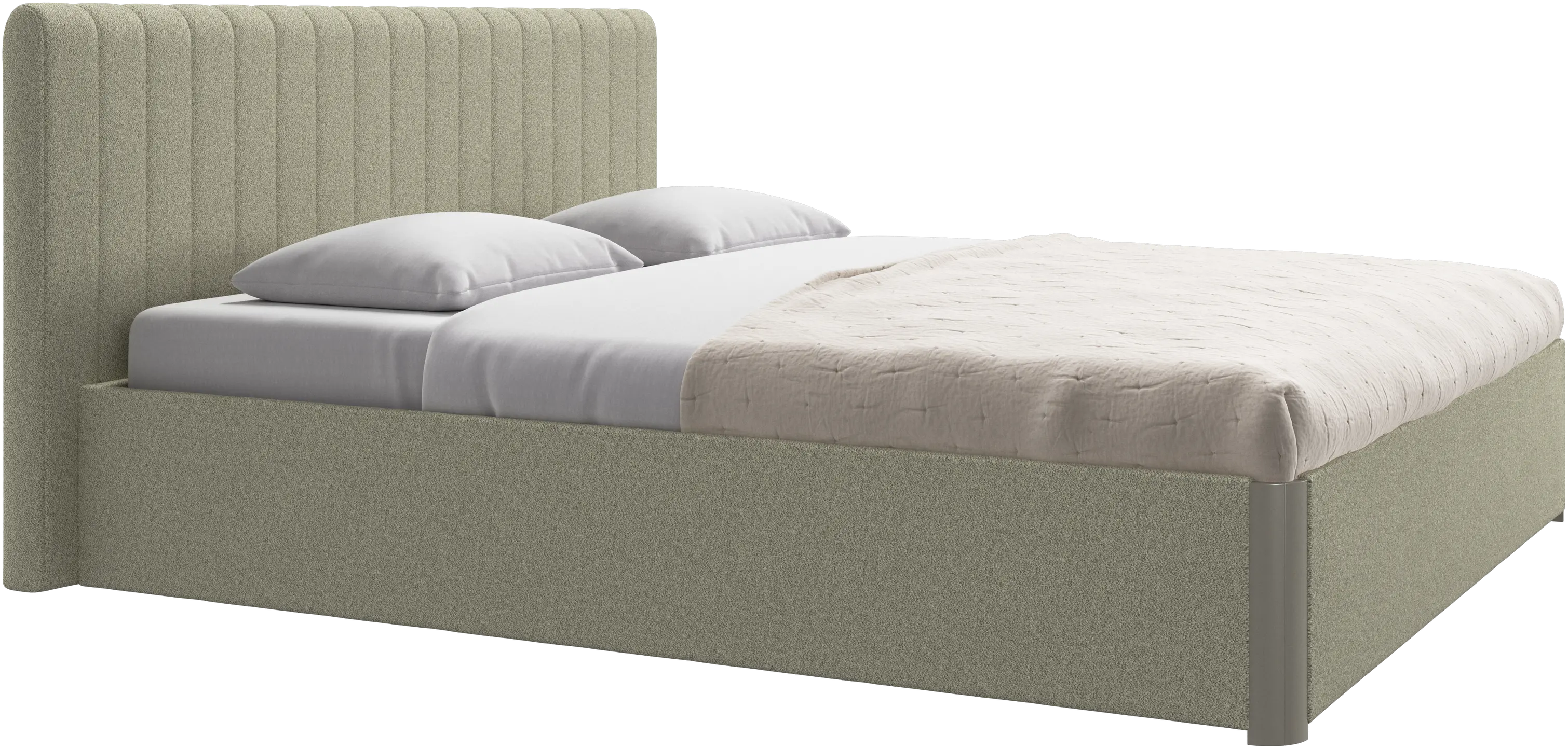 Element cama, cabecero montado en la cama, con láminas y solución de almacenamiento, excl. colchón