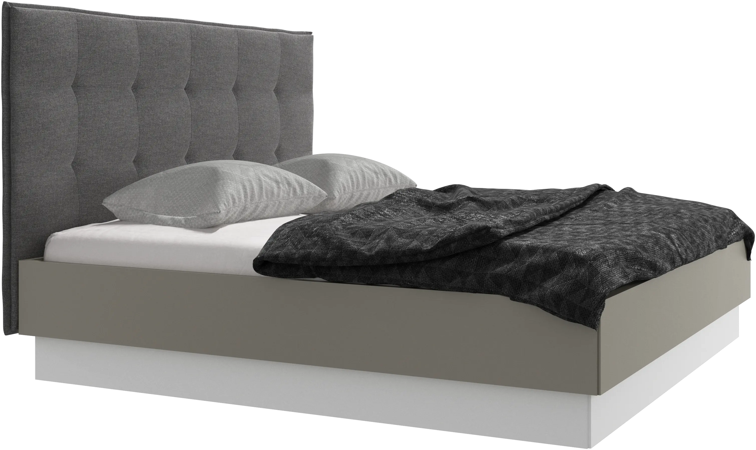 Lit Lugano avec rangement intégré, sommier inclus, hors matelas