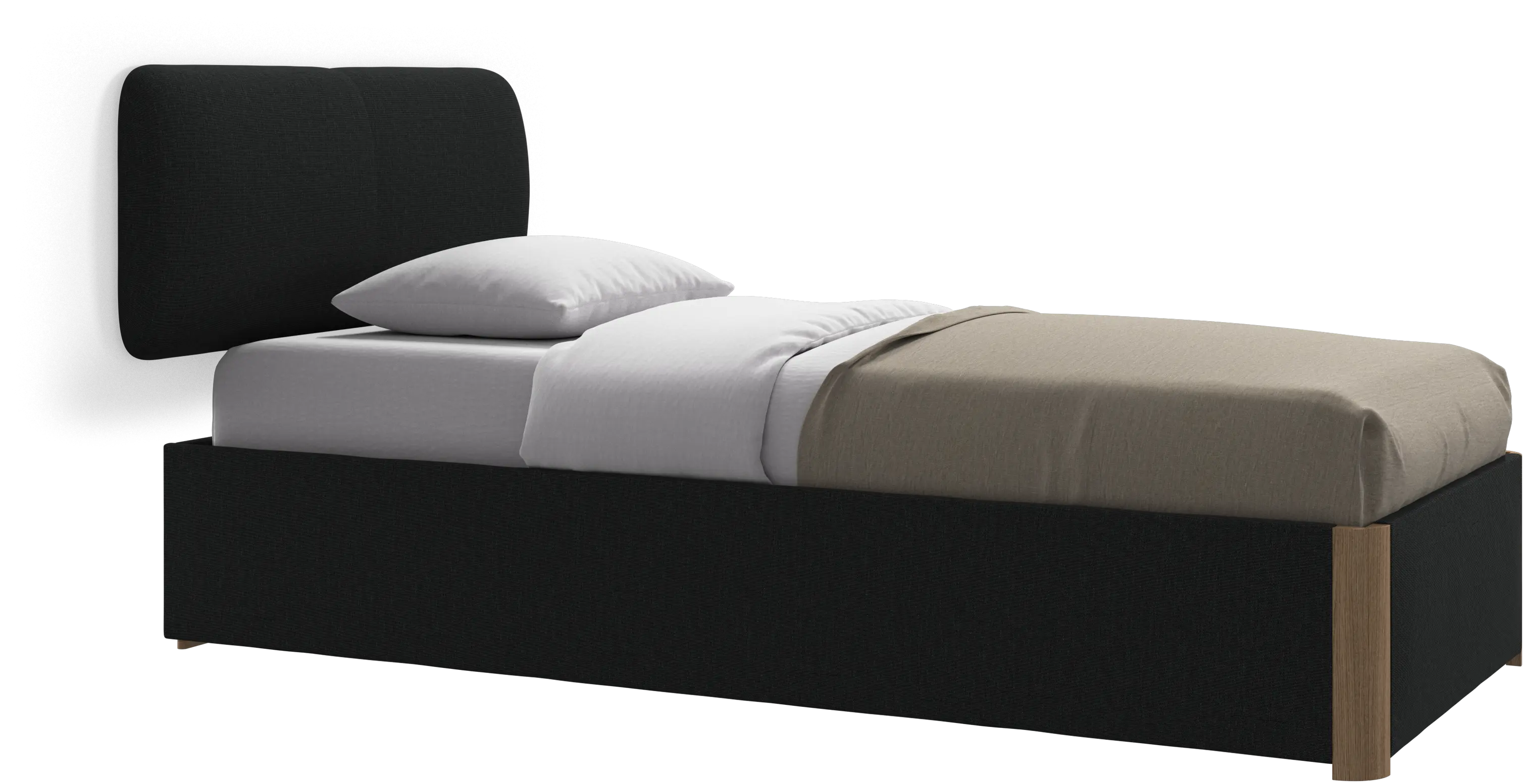 Element bed, wall-mounted headboard, with slats and storage solution, excl. mattress