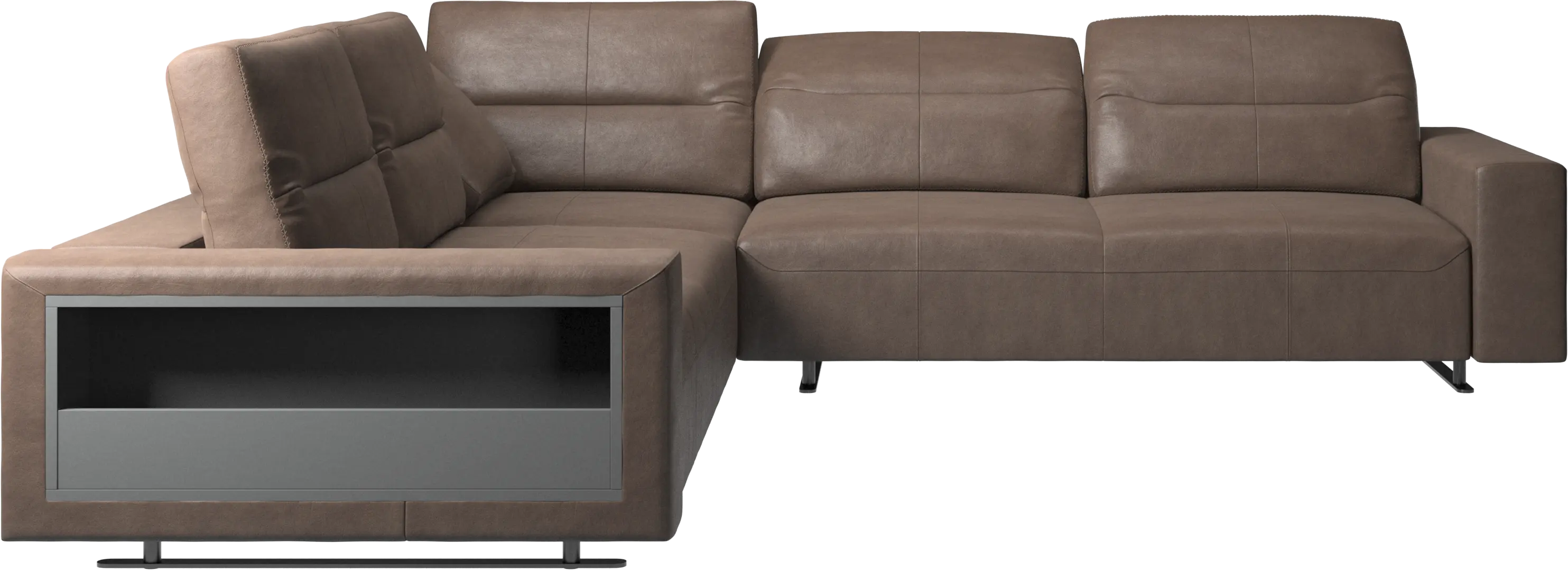 Hampton corner sofa with adjustable back and storage on left side