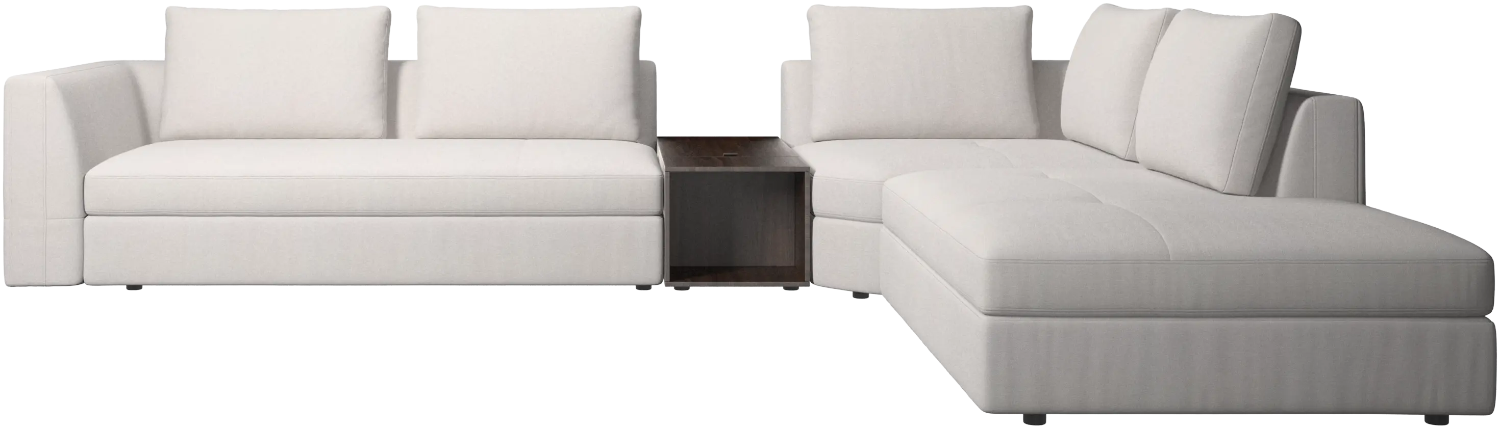 Bergamo corner sofa with lounging unit and footstool w/storage