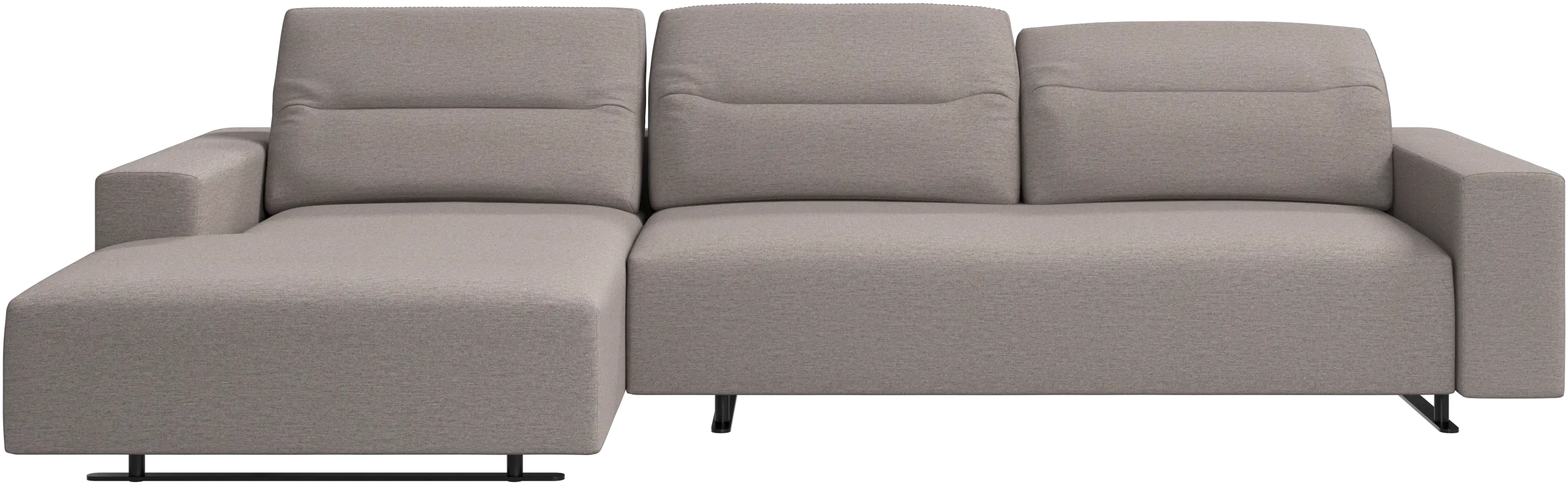 Hampton sofa with adjustable back and resting unit left side, storage right side