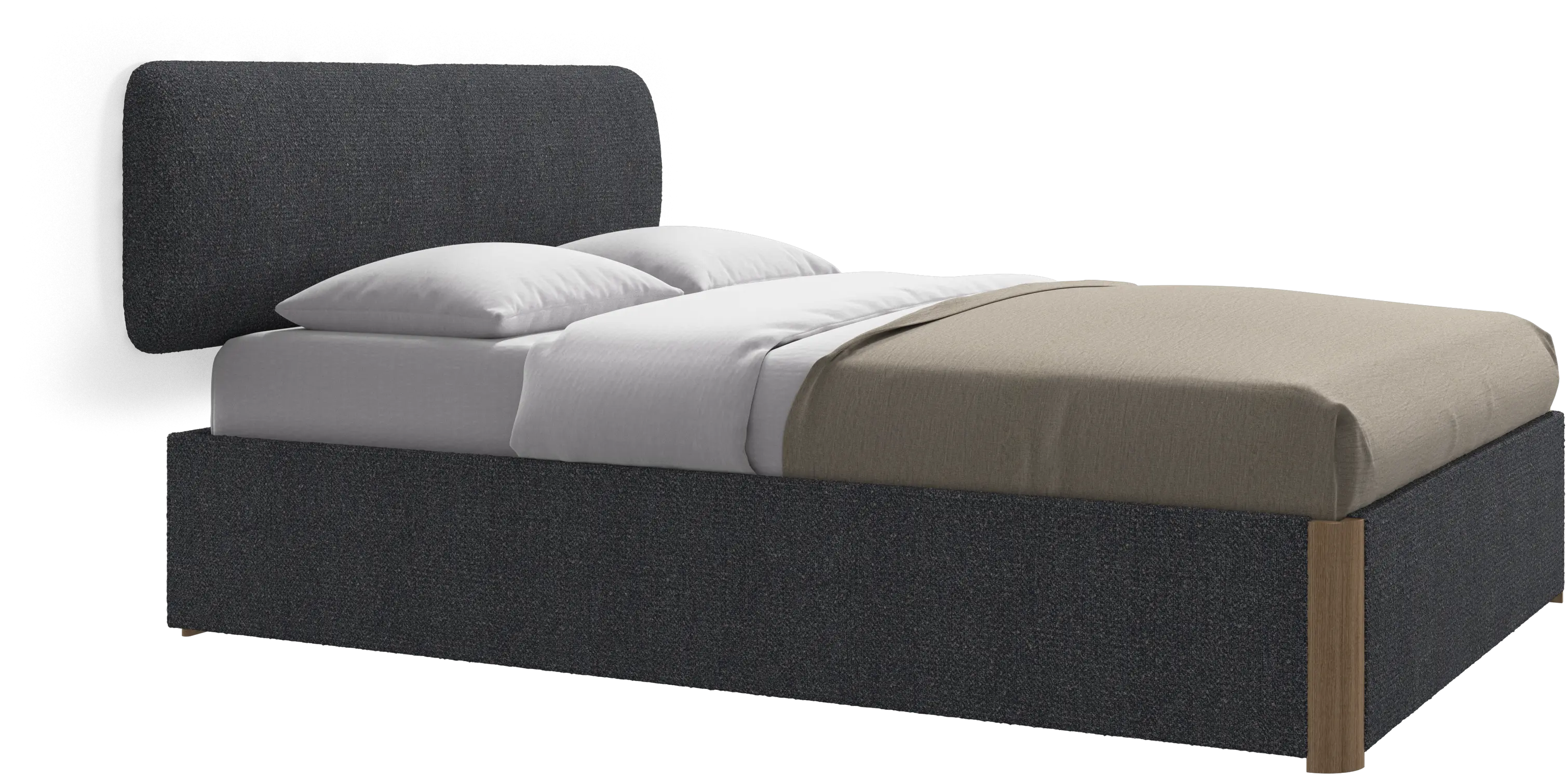 Element bed, wall-mounted headboard, with slats and storage solution, excl. mattress