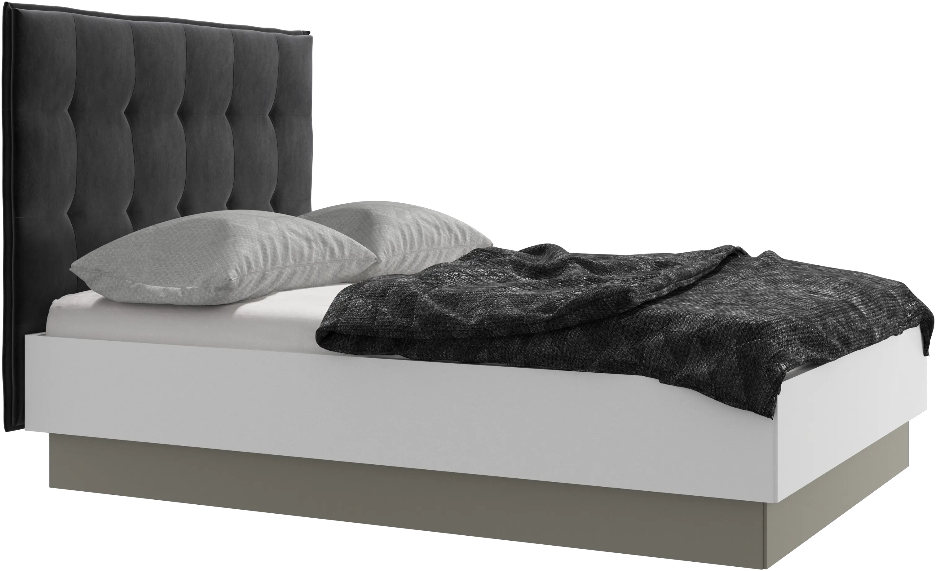 Lit Lugano avec rangement intégré, sommier inclus, hors matelas