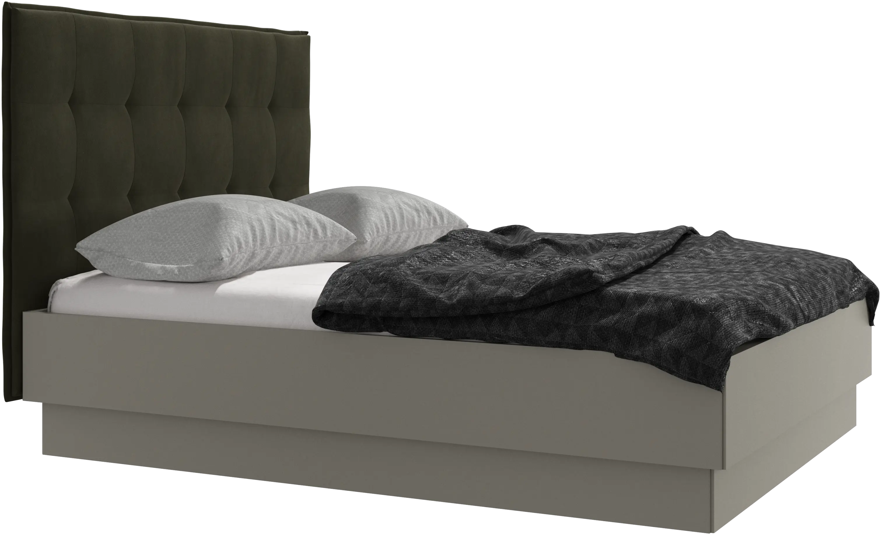 Lit Lugano avec rangement intégré, sommier inclus, hors matelas