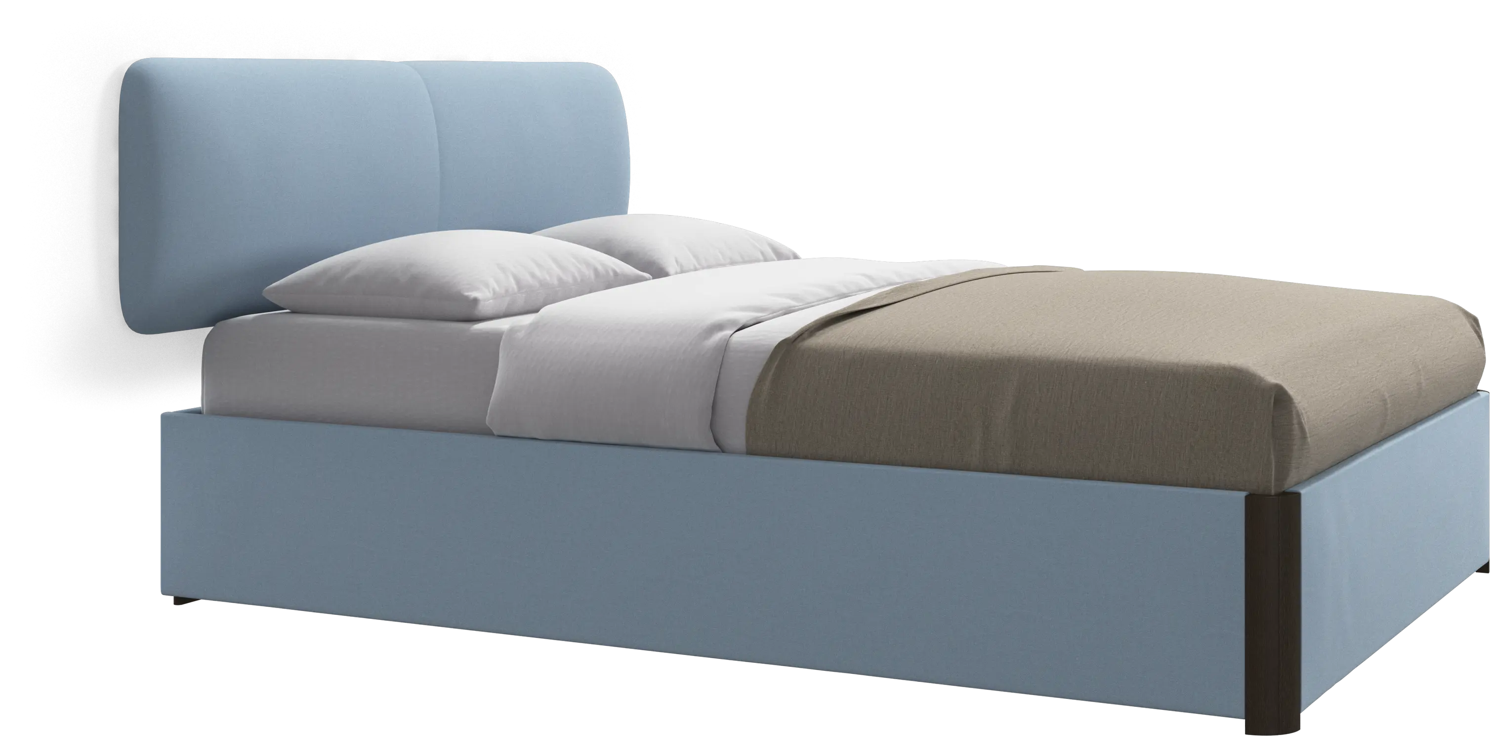 Element lit, tête de lit murale, avec lattes et solution de stockage, excl. matelas