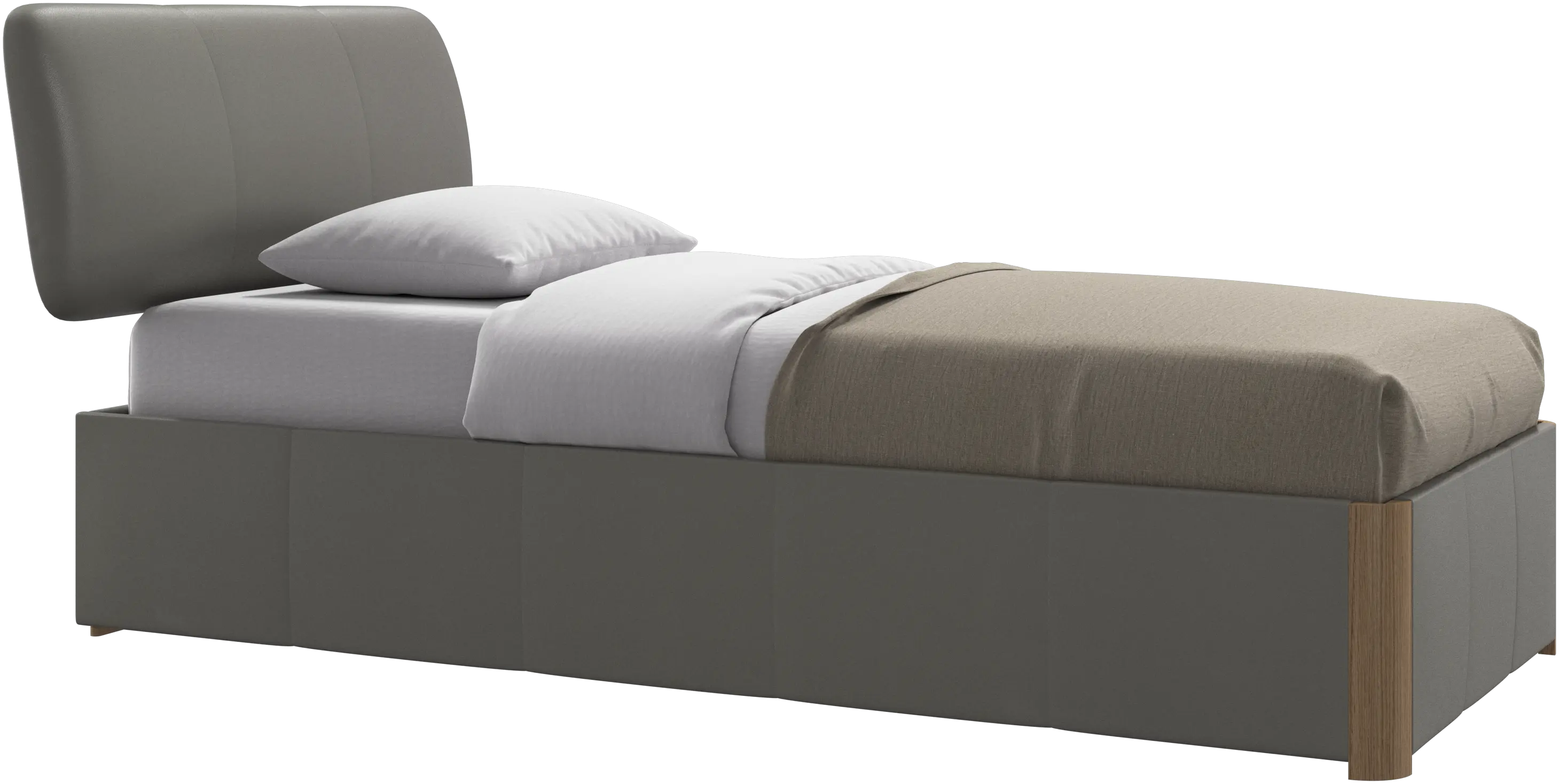 Element lit, tête de lit fixée au lit, avec lattes et solution de stockage, excl. matelas