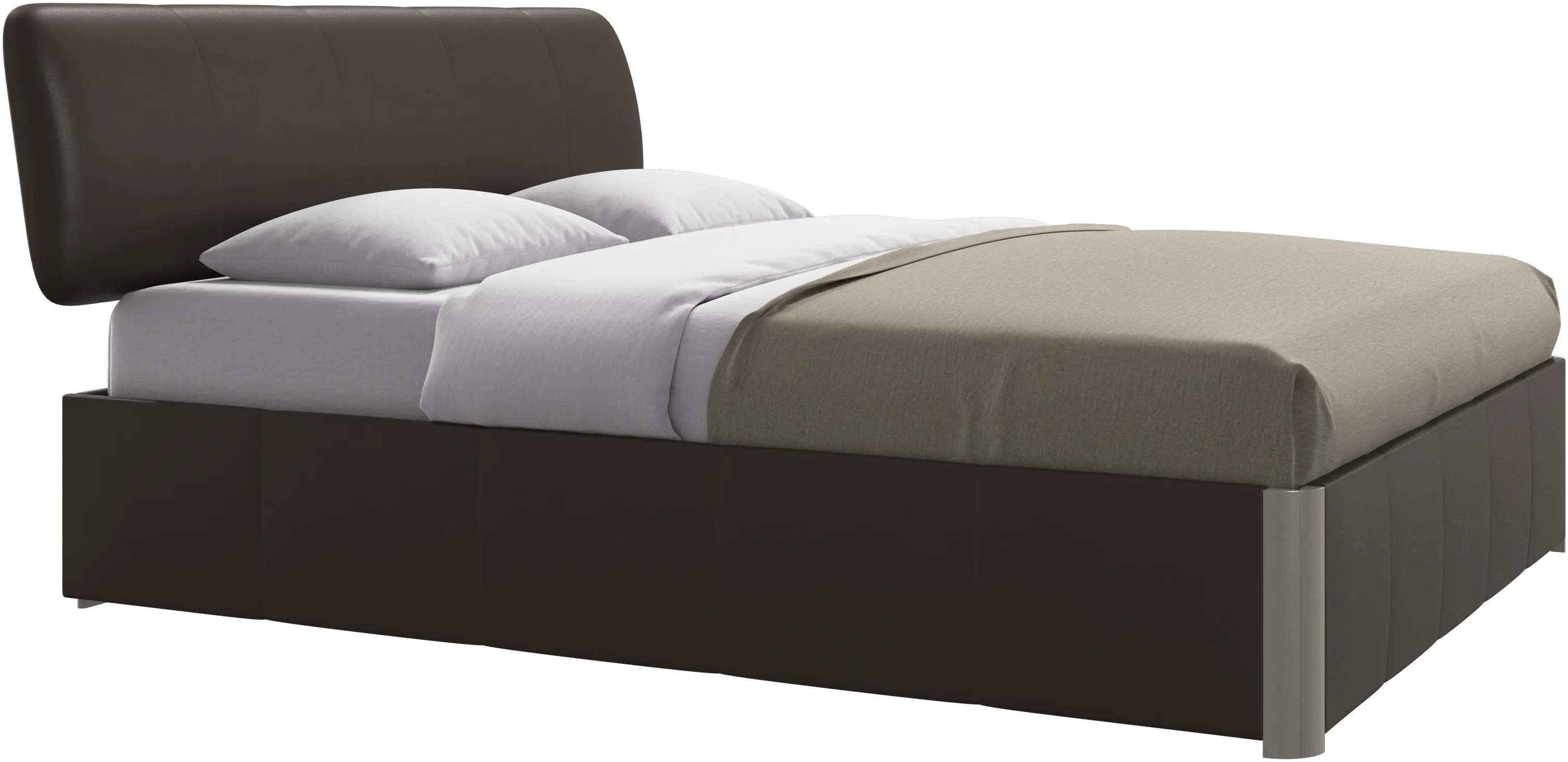 Element lit, tête de lit fixée au lit, avec lattes et solution de stockage, excl. matelas