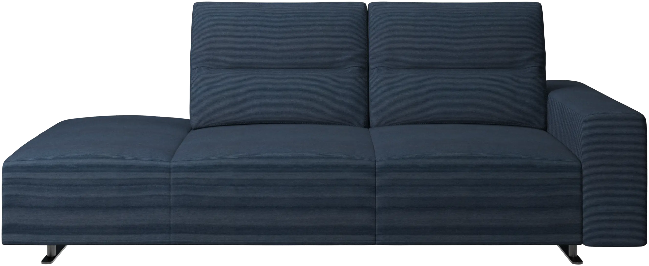 Hampton sofa with adjustable back and lounging unit left side, armrest right