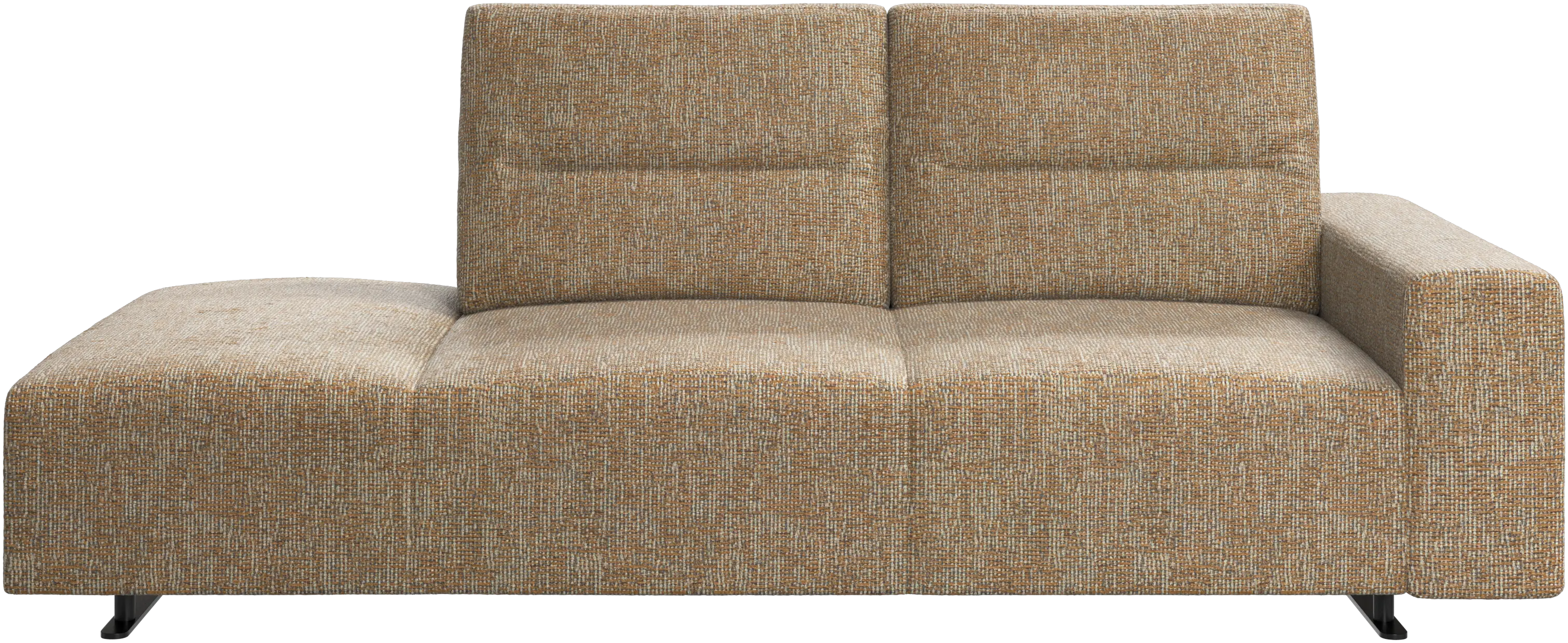 Hampton sofa with adjustable back and lounging unit left side, armrest right