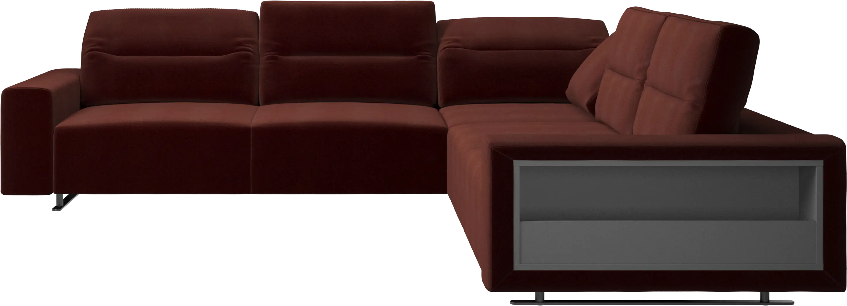 Hampton corner sofa with adjustable back and storage on right side