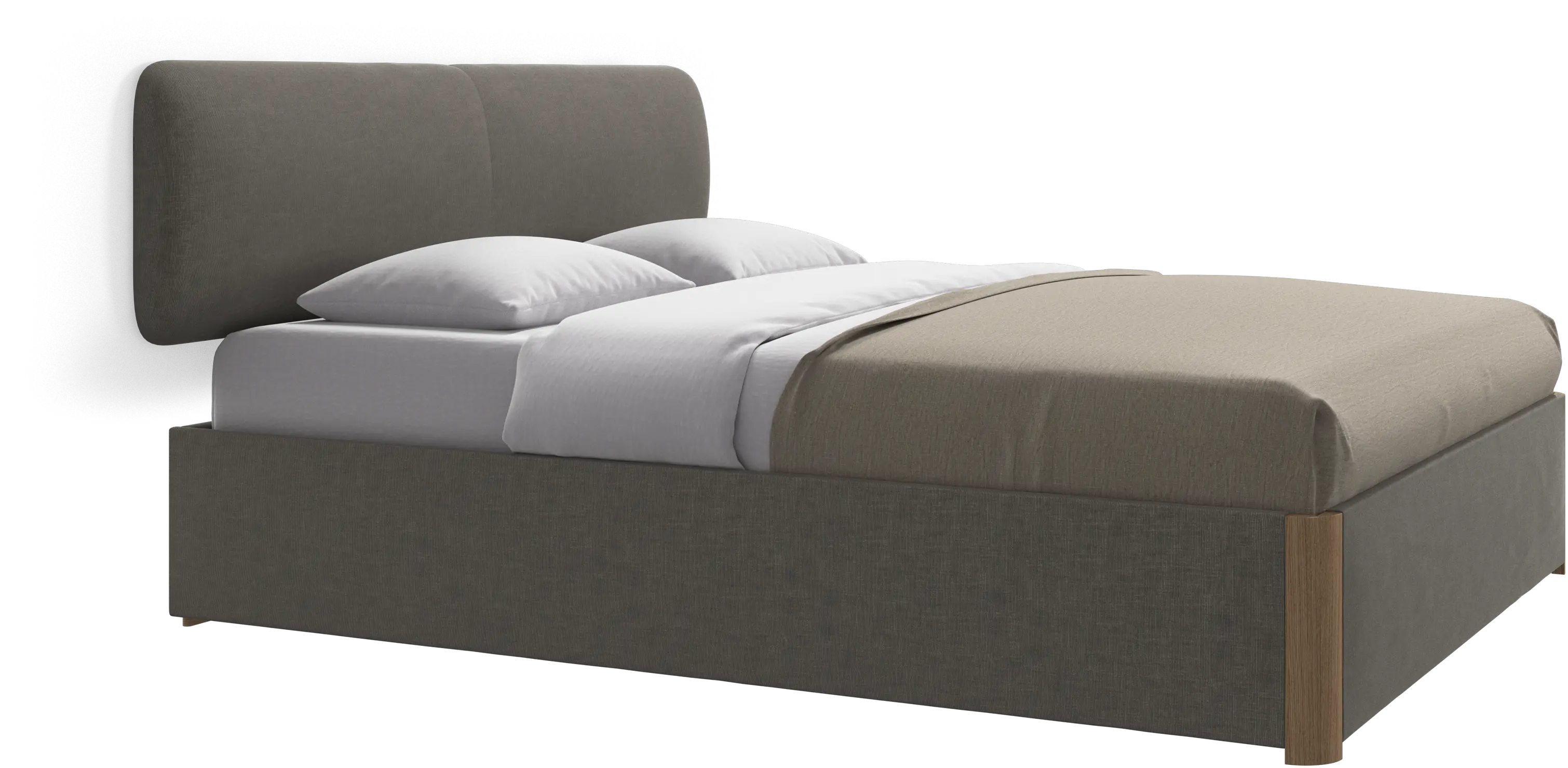 Element bed, wall-mounted headboard, with slats and storage solution, excl. mattress