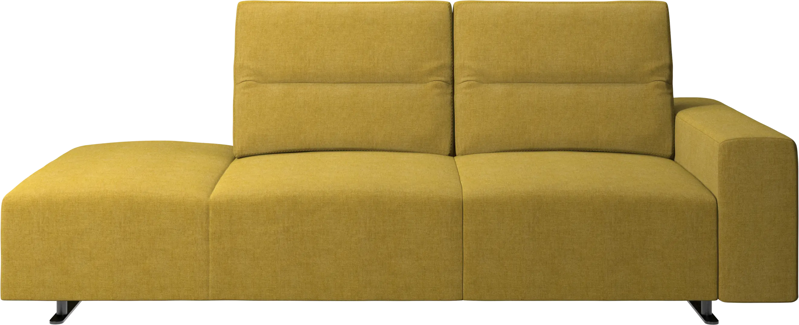 Hampton sofa with adjustable back and lounging unit left side, armrest right