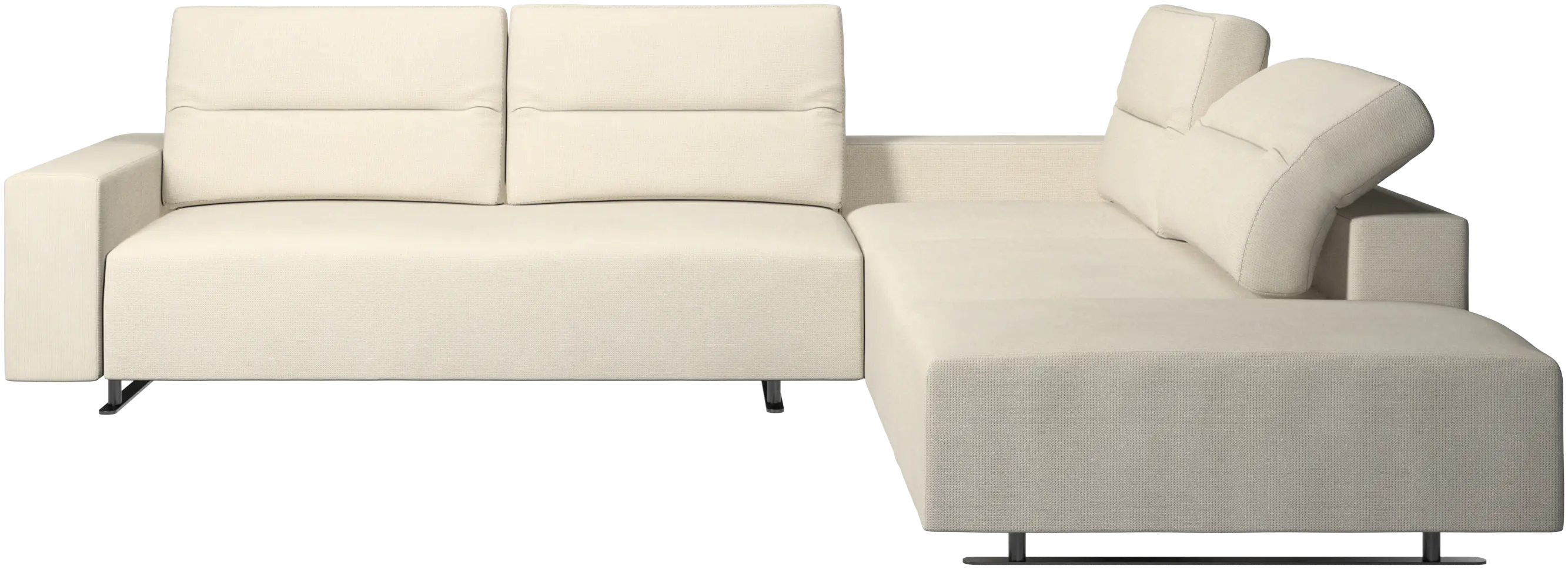 Hampton corner sofa with adjustable back and storage on left side
