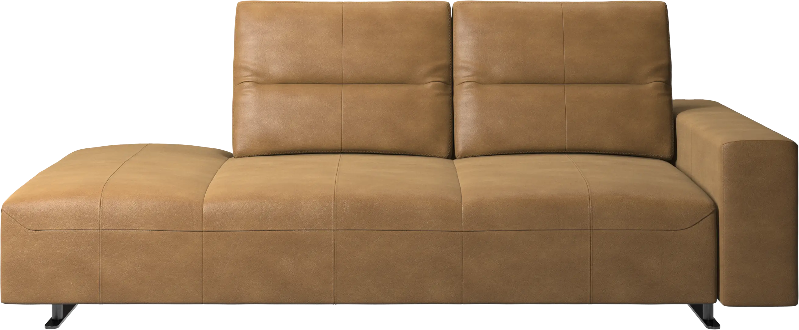 Hampton sofa with adjustable back and lounging unit left side, armrest right