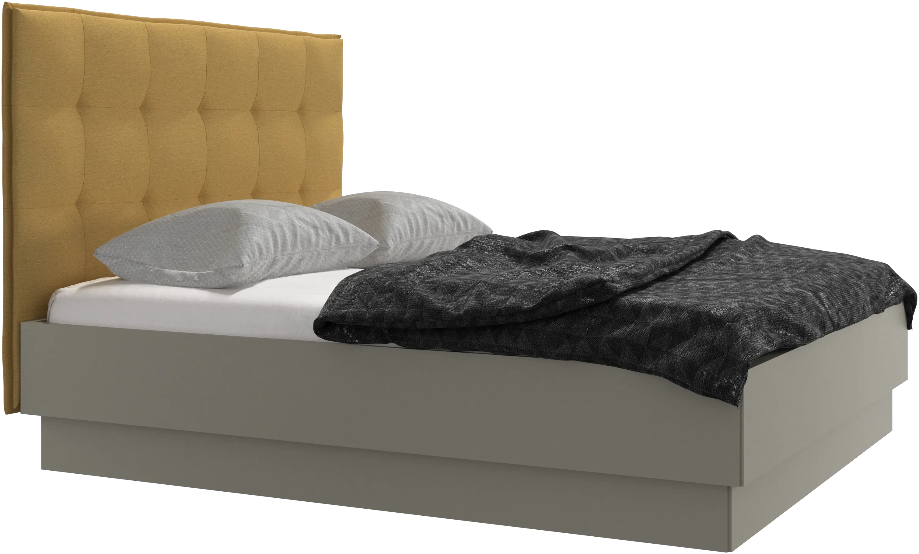 Lit Lugano avec rangement intégré, sommier inclus, hors matelas