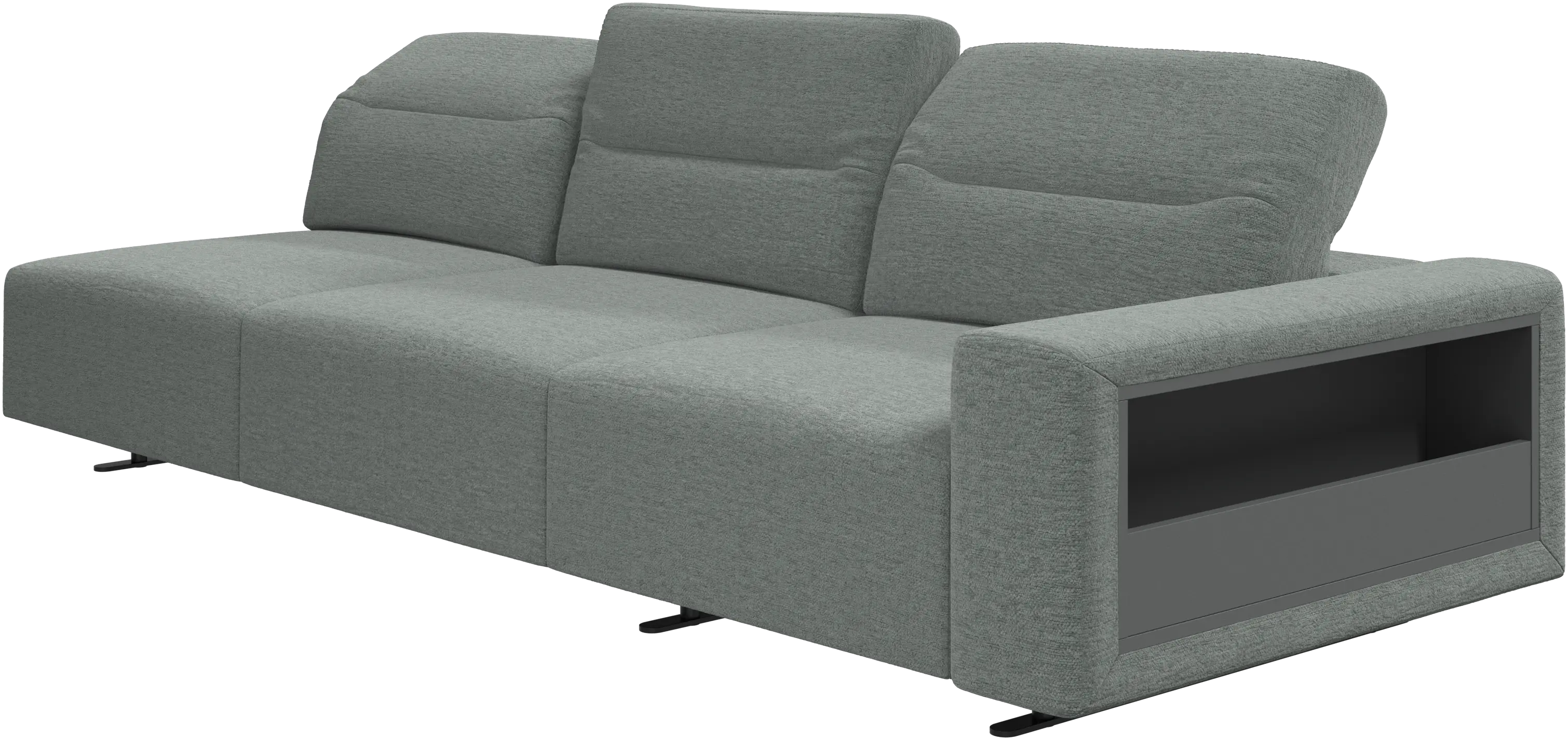 Hampton sofa with adjustable back and storage on the right side