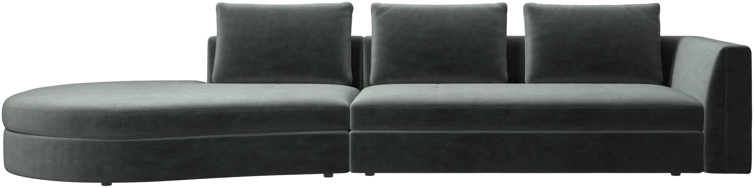 Bergamo sofa with round lounging unit, left