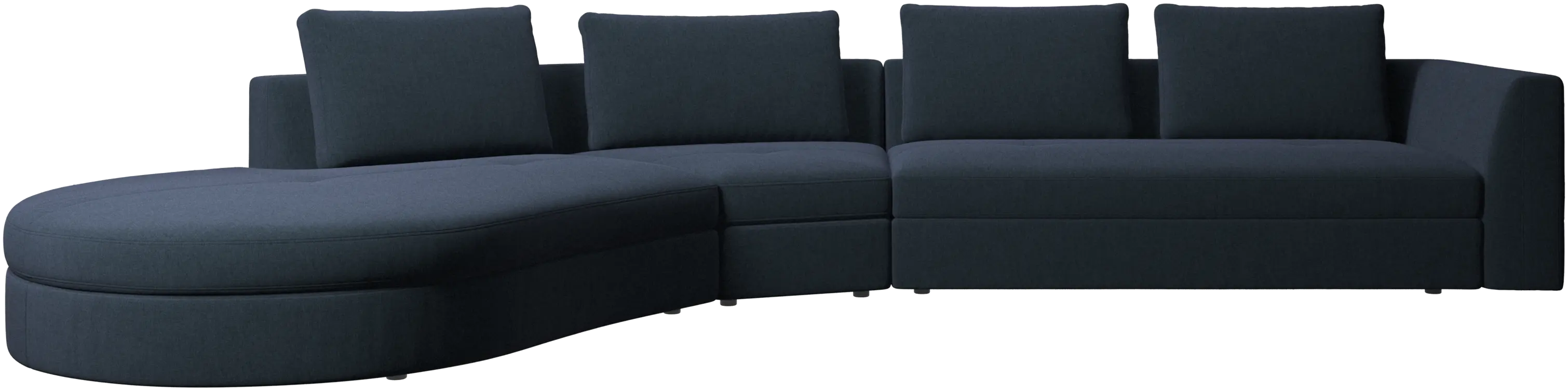Bergamo sofa with round lounging unit, left