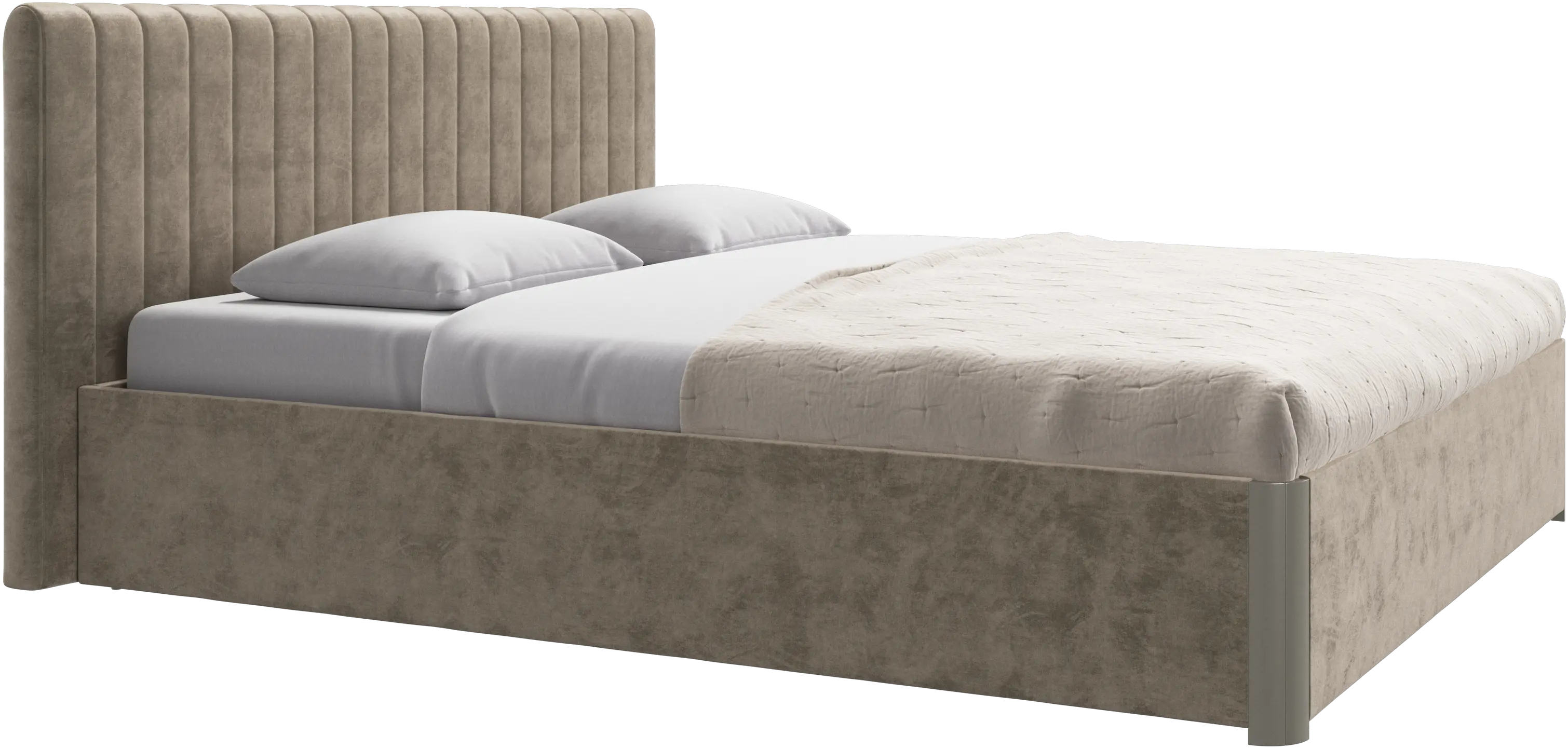 Element cama, cabecero montado en la cama, con láminas y solución de almacenamiento, excl. colchón