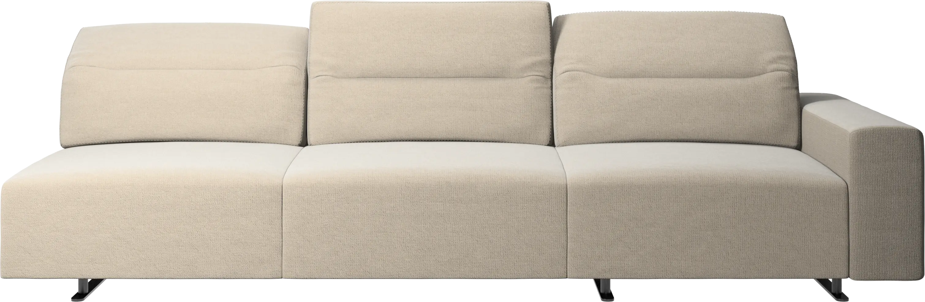 Hampton sofa with adjustable back and storage on the right side