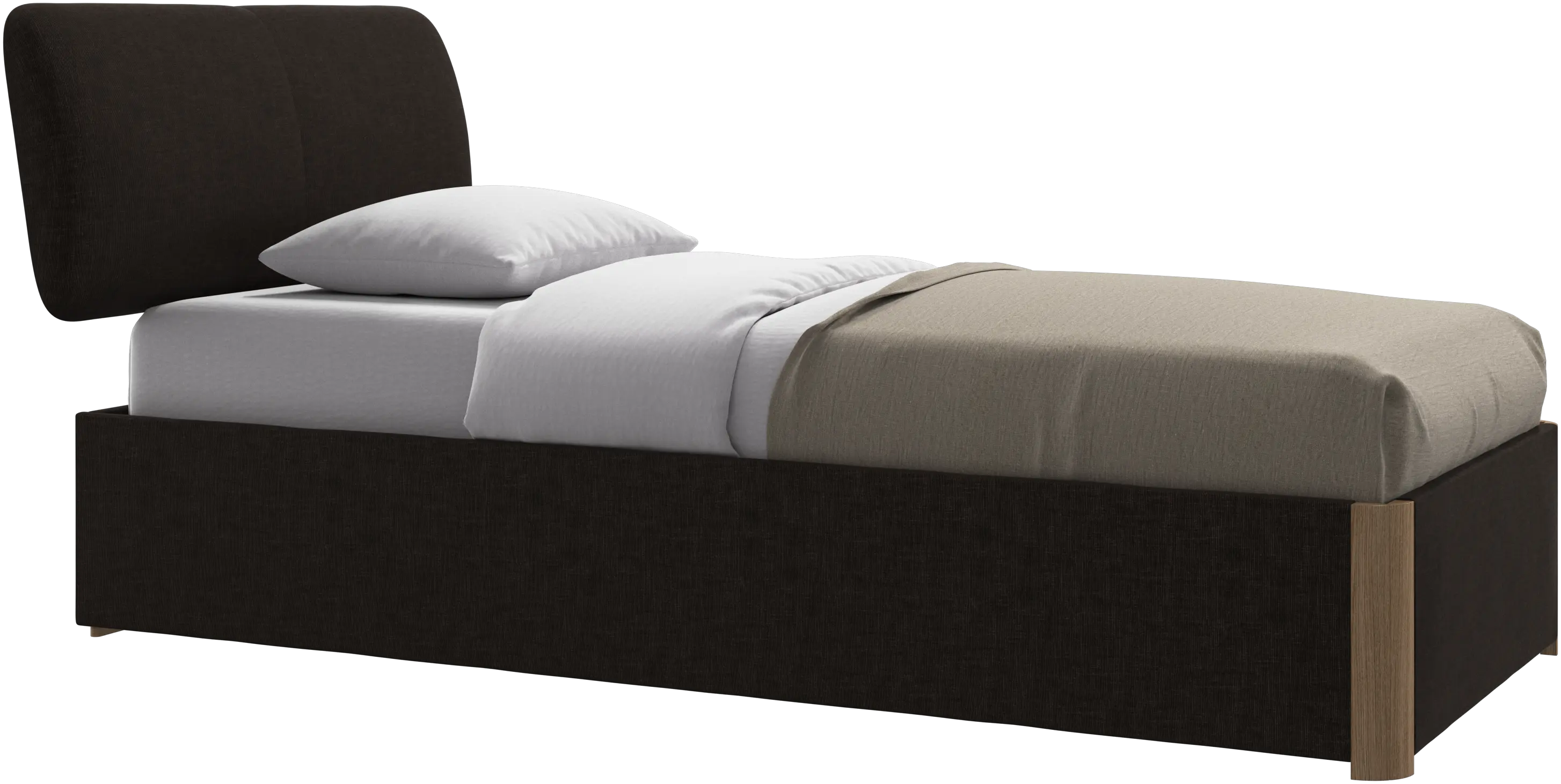 Element lit, tête de lit fixée au lit, avec lattes et solution de stockage, excl. matelas
