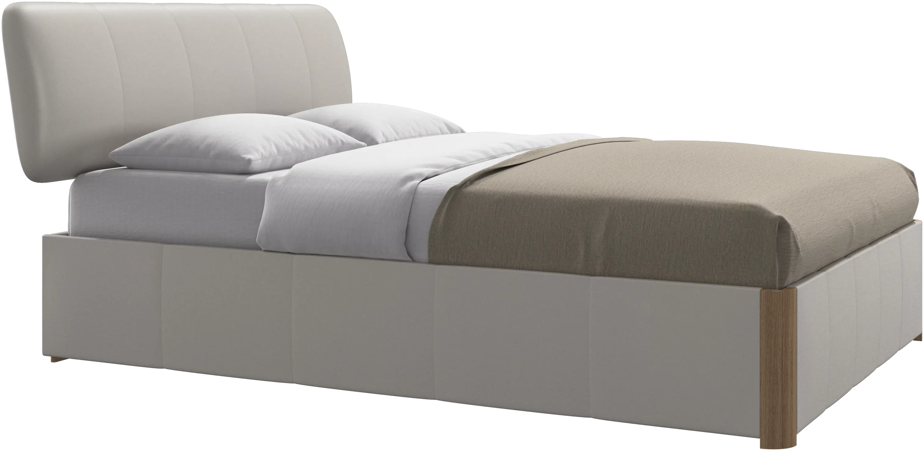 Element lit, tête de lit fixée au lit, avec lattes et solution de stockage, excl. matelas