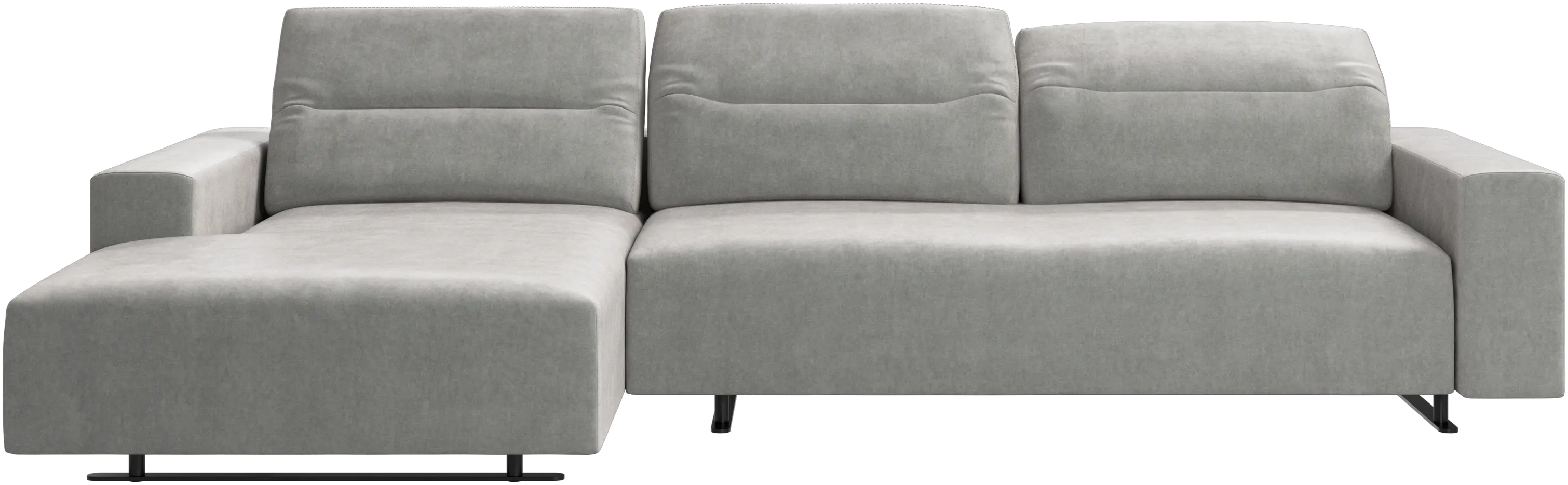 Hampton sofa with adjustable back, resting unit and storage left side