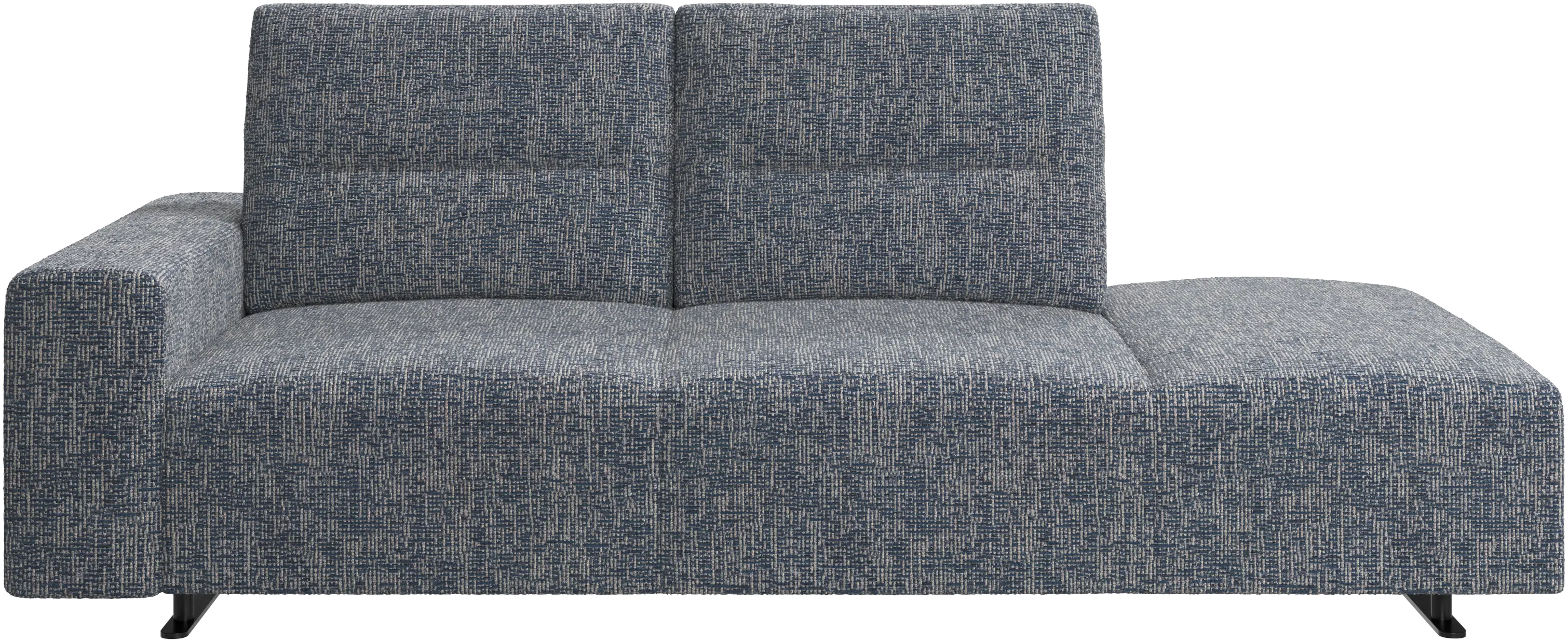 Hampton sofa with adjustable back and lounging unit right side, armrest left