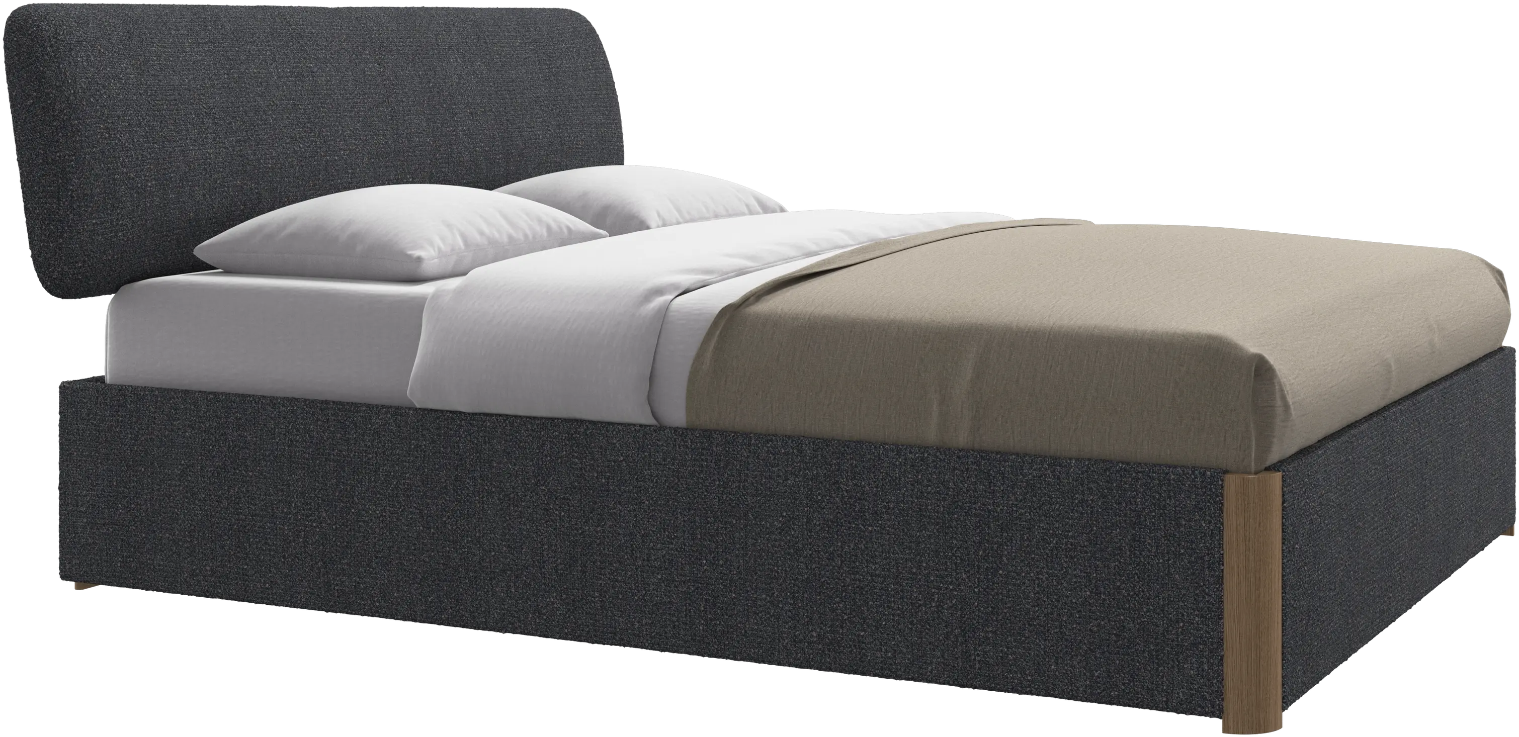 Element bed, bed-mounted headboard, with slats and storage solution, excl. mattress
