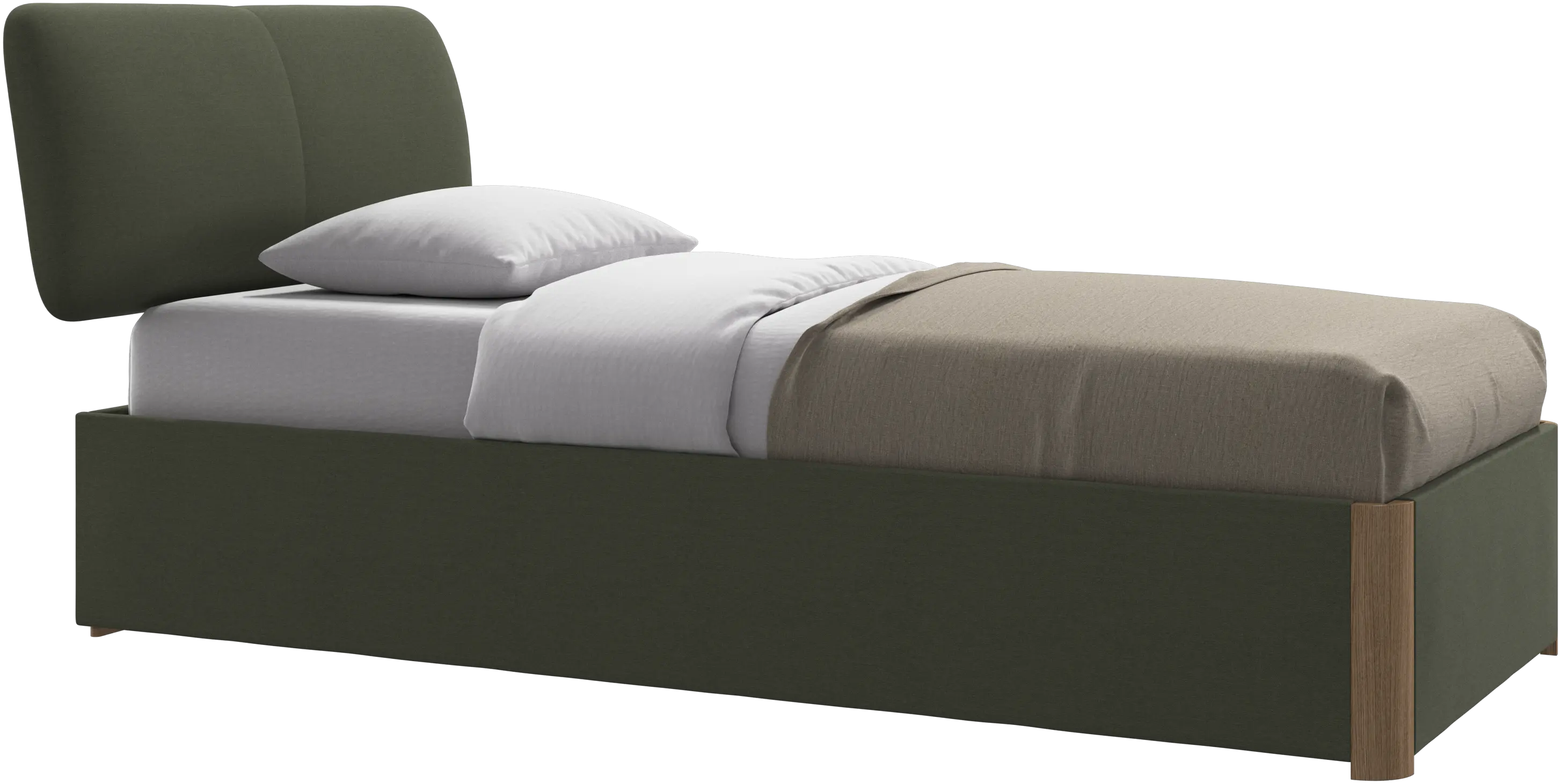 Element lit, tête de lit fixée au lit, avec lattes et solution de stockage, excl. matelas