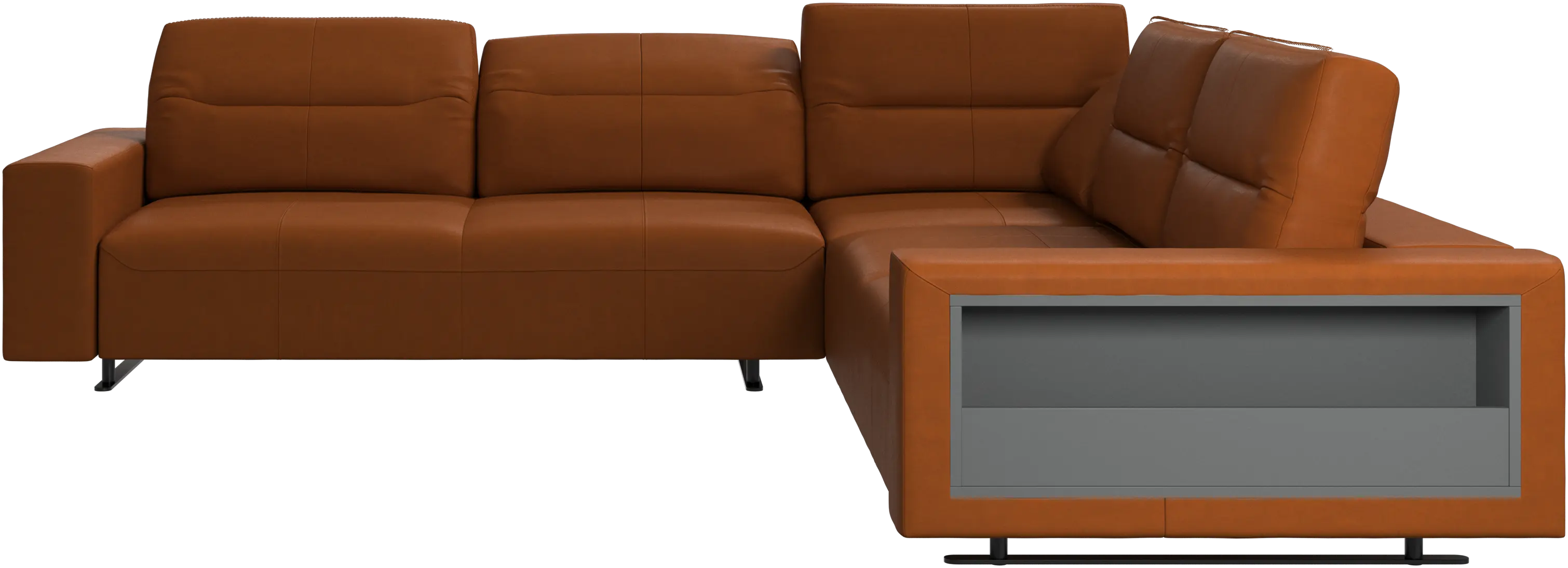Hampton corner sofa with adjustable back and storage on right side