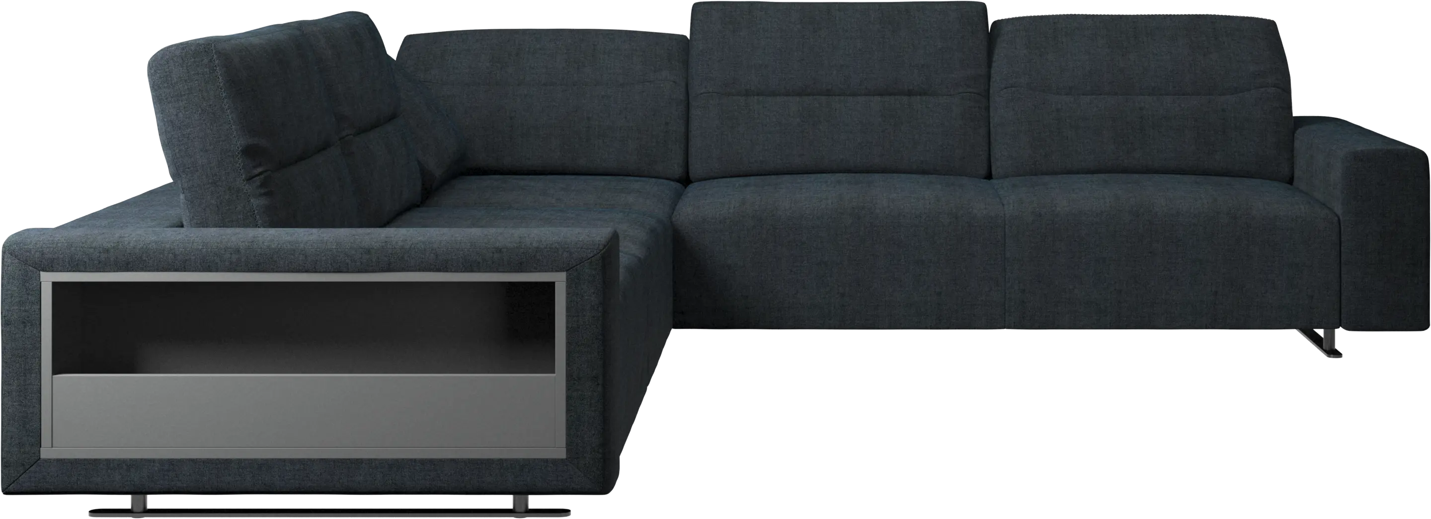 Hampton corner sofa with adjustable back and storage on left side