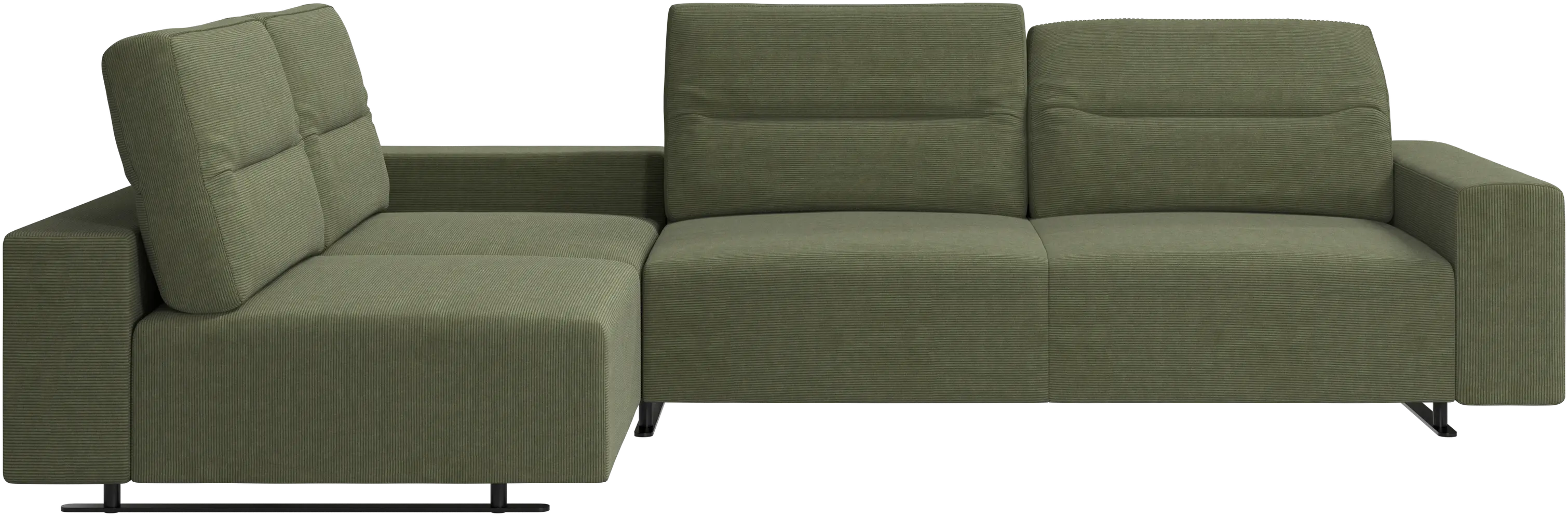 Hampton corner sofa with adjustable back and storage on right side