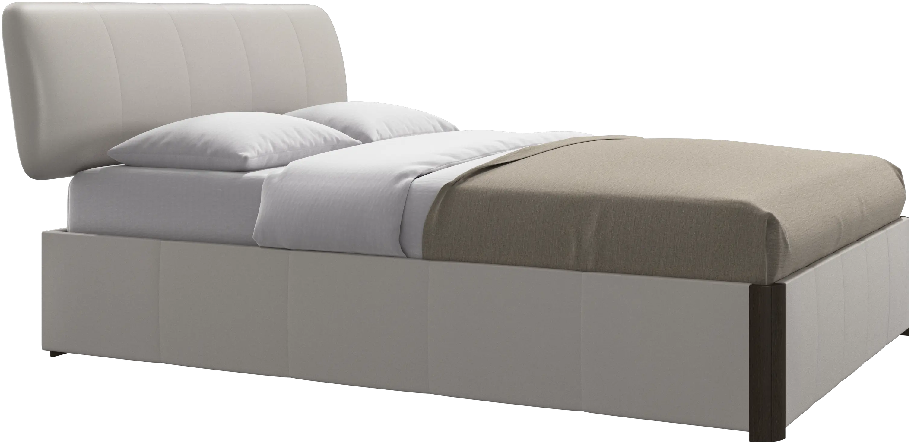 Element lit, tête de lit fixée au lit, avec lattes et solution de stockage, excl. matelas