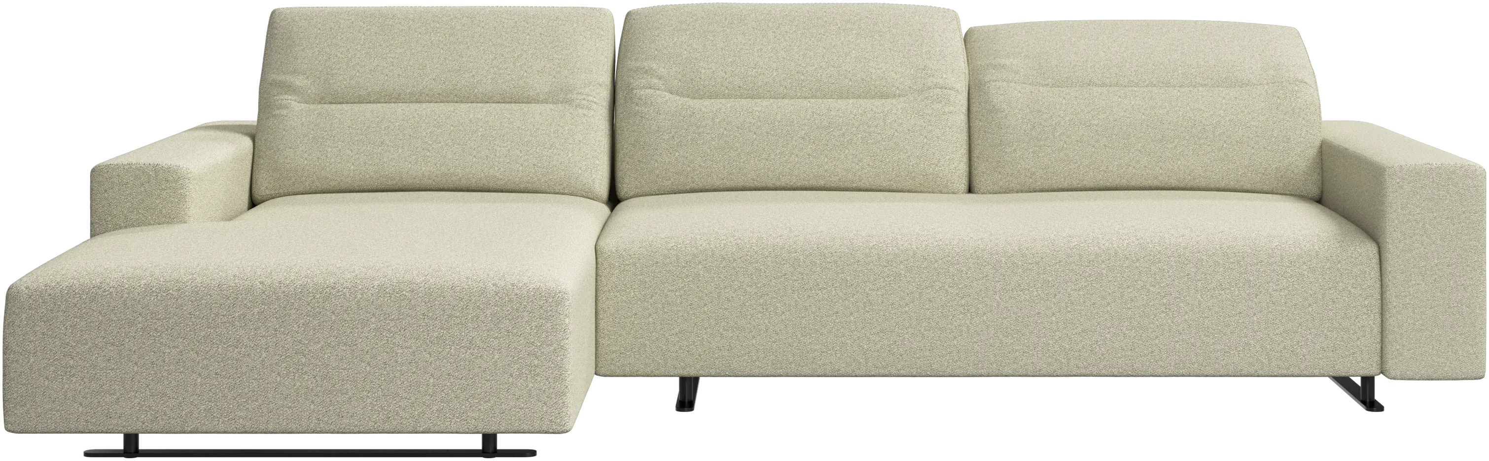 Hampton sofa with adjustable back and resting unit left side, storage right side