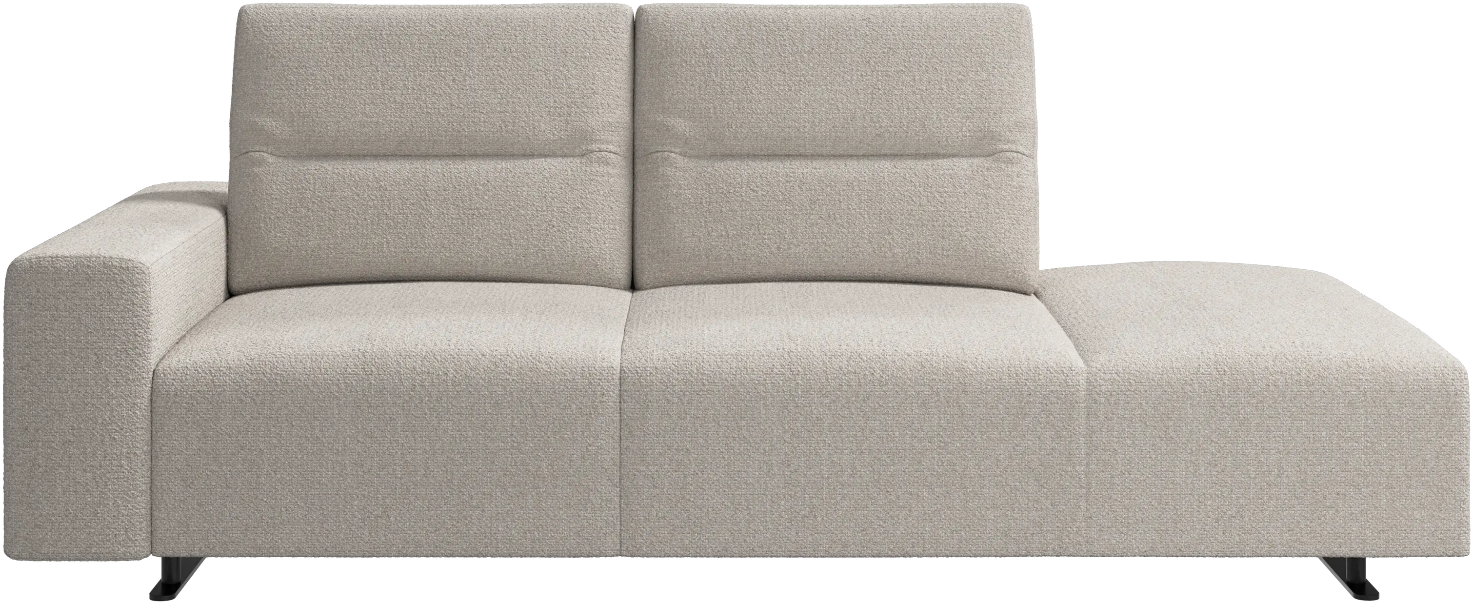 Hampton sofa with adjustable back and lounging unit right side, armrest left