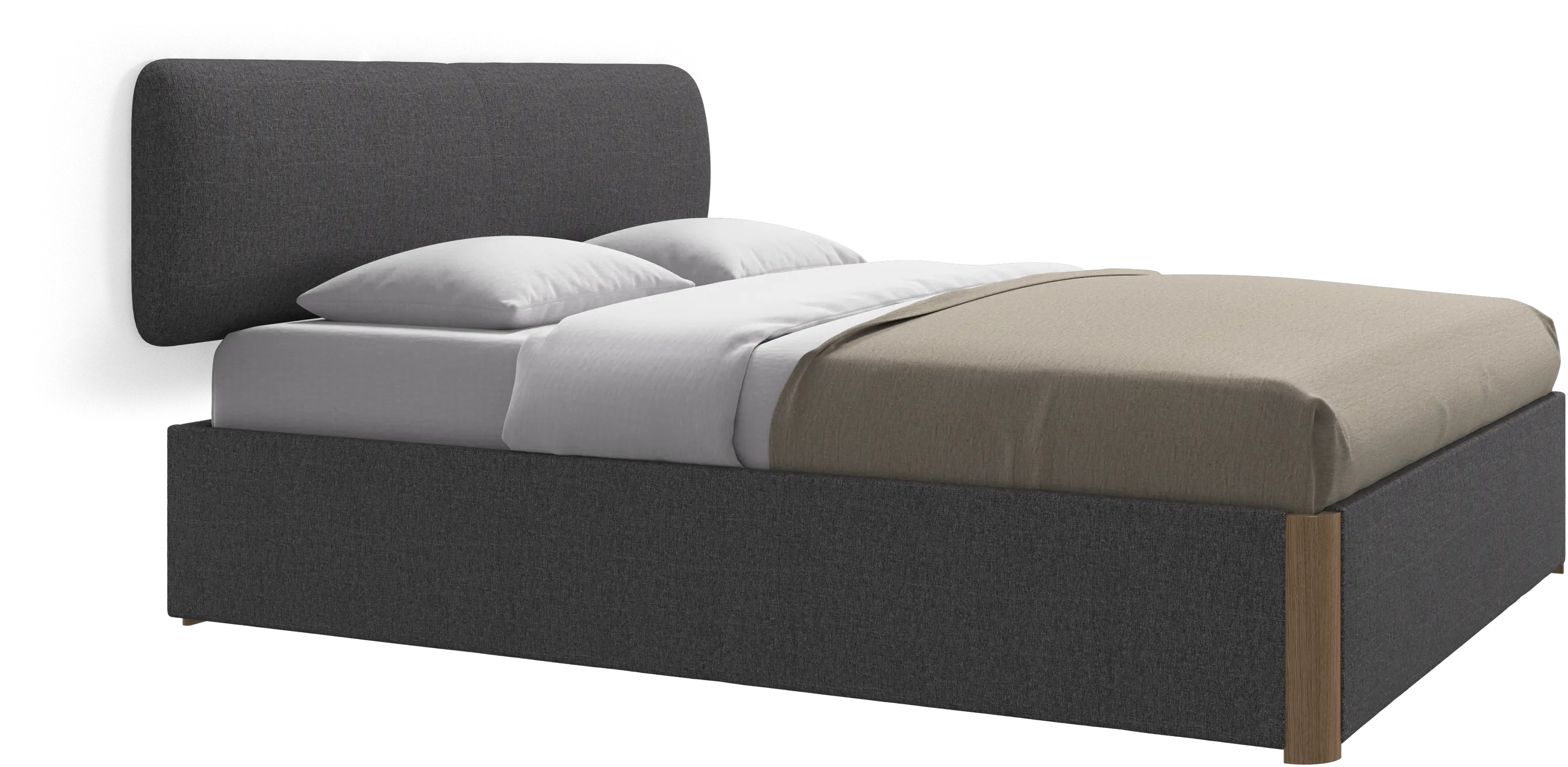 Element cama, cabecero montado en la pared, con láminas y solución de almacenamiento, excl. colchón