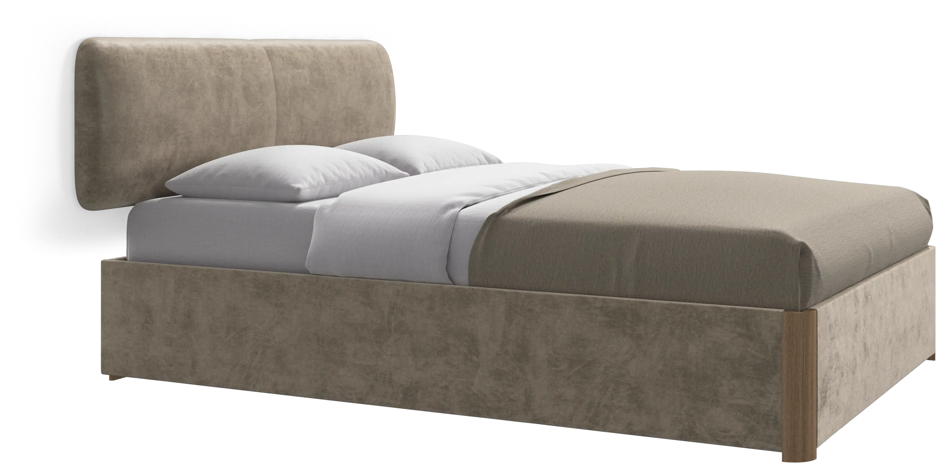 Element bed, wall-mounted headboard, with slats and storage solution, excl. mattress