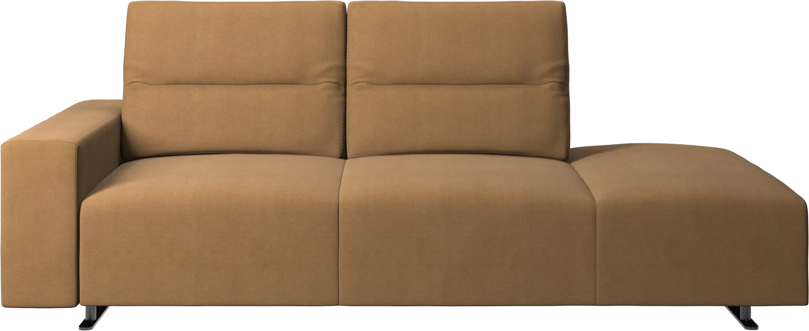 Hampton sofa with adjustable back and lounging unit right side, storage and armrest left side