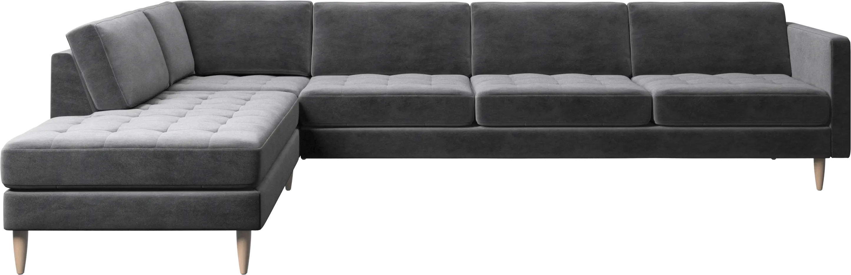 Osaka corner sofa with lounging unit, tufted seat
