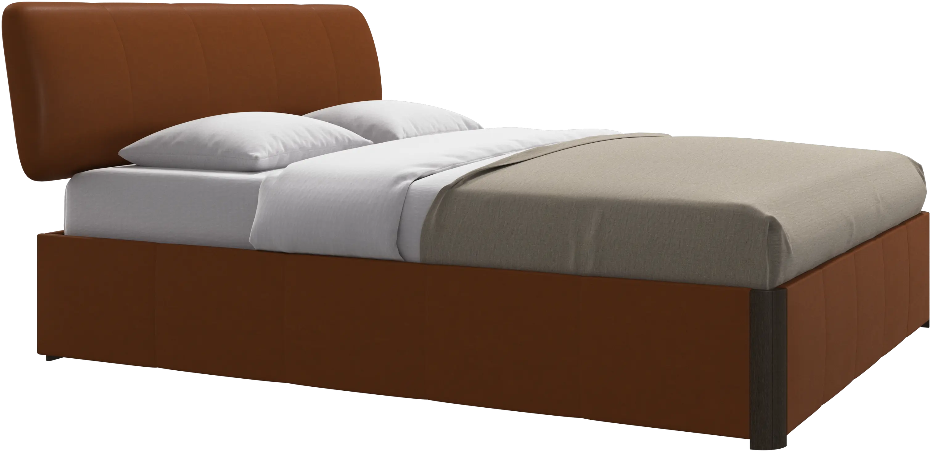 Element lit, tête de lit fixée au lit, avec lattes et solution de stockage, excl. matelas