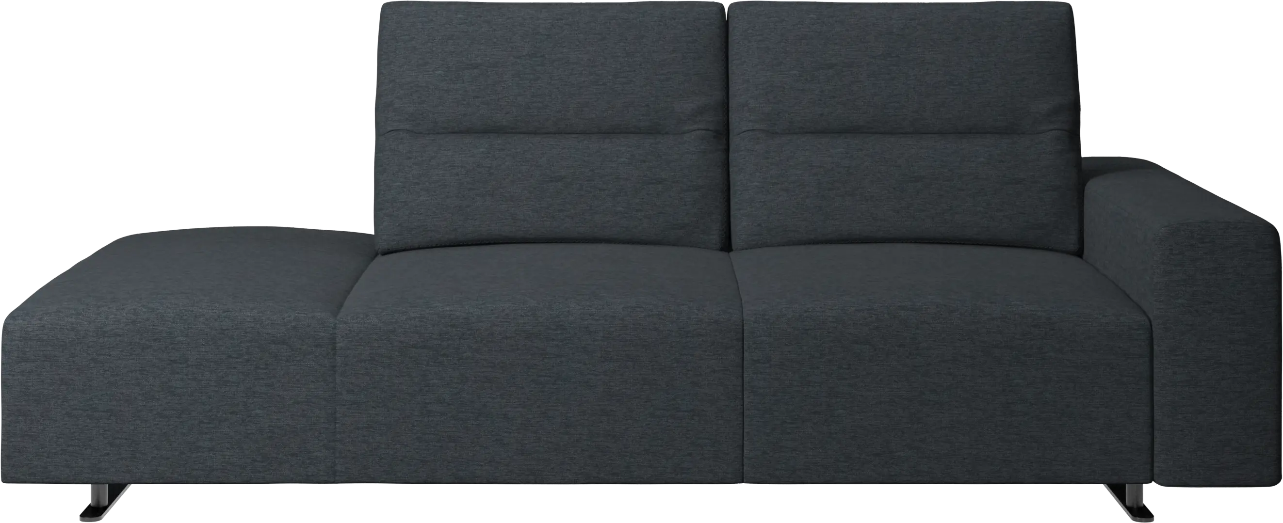 Hampton sofa with adjustable back and lounging unit left side, armrest right