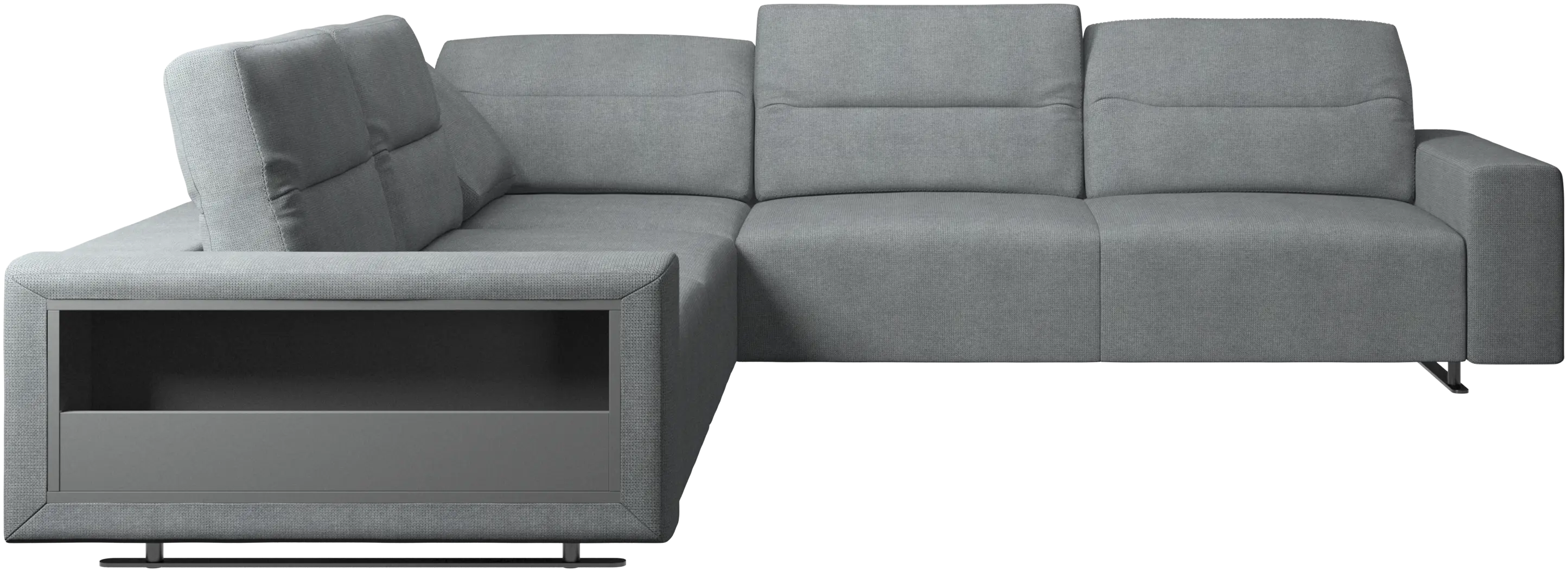 Hampton corner sofa with adjustable back and storage on left side